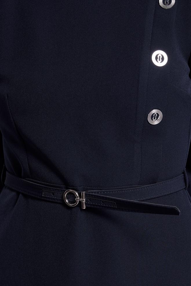 Vêtements hijab BLEU MARINE ROBE CEINTURE 45189 - ALVİNA