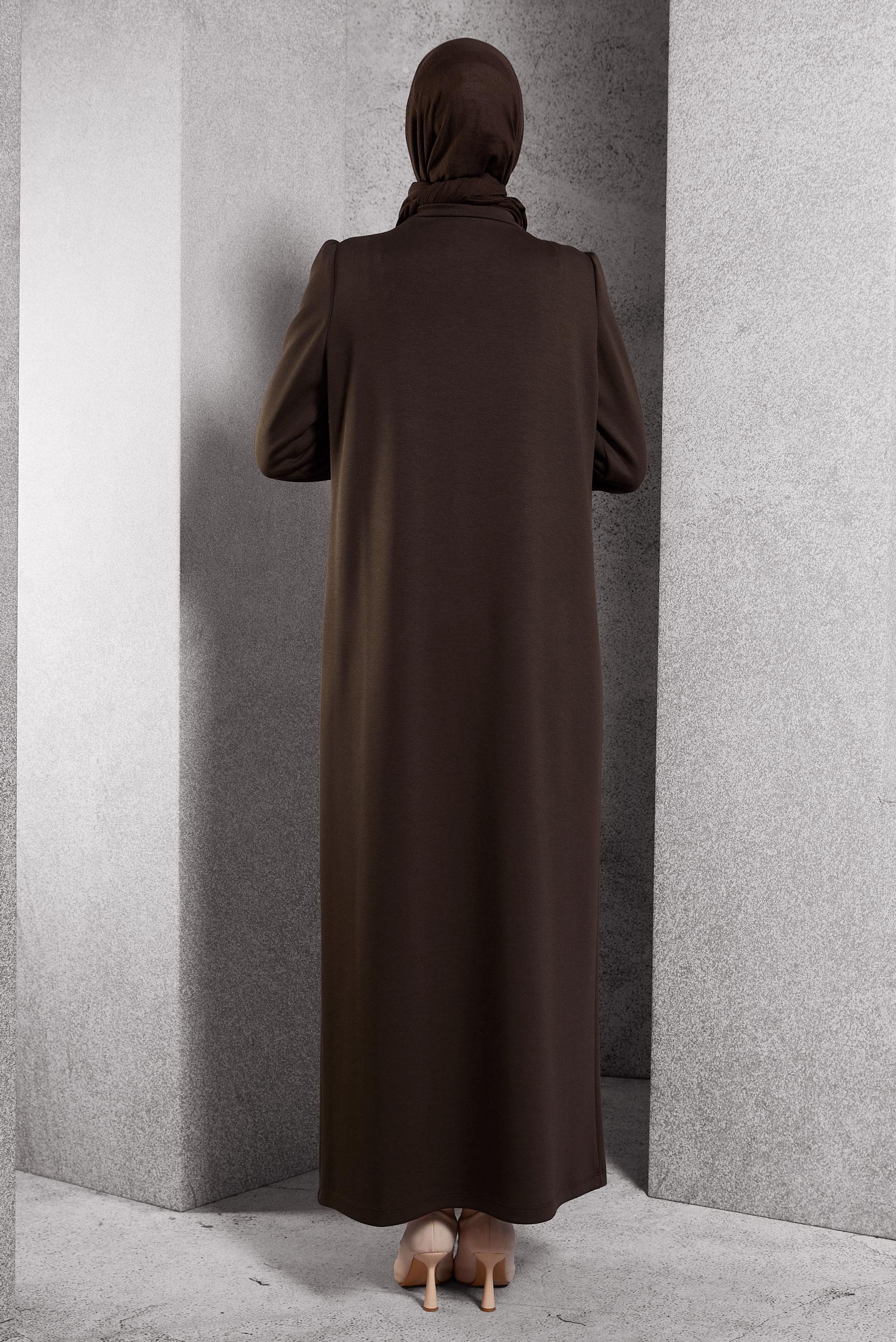 Hijab clothing BROWN DRESS WITH POCKET DETAIL 45196