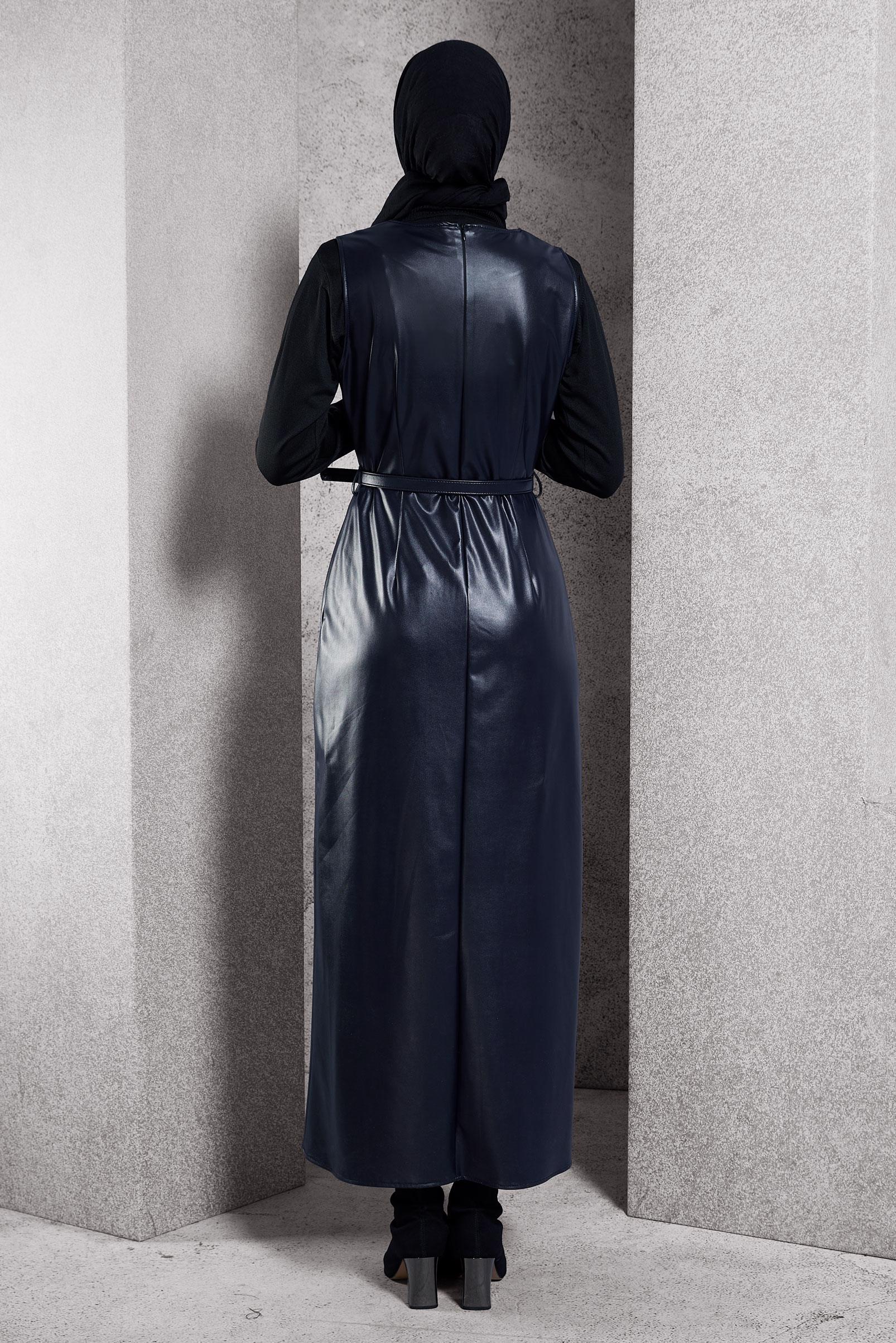 Vêtements hijab BLEU MARINE ROBE SALOPETTE CEINTURÉE 45216