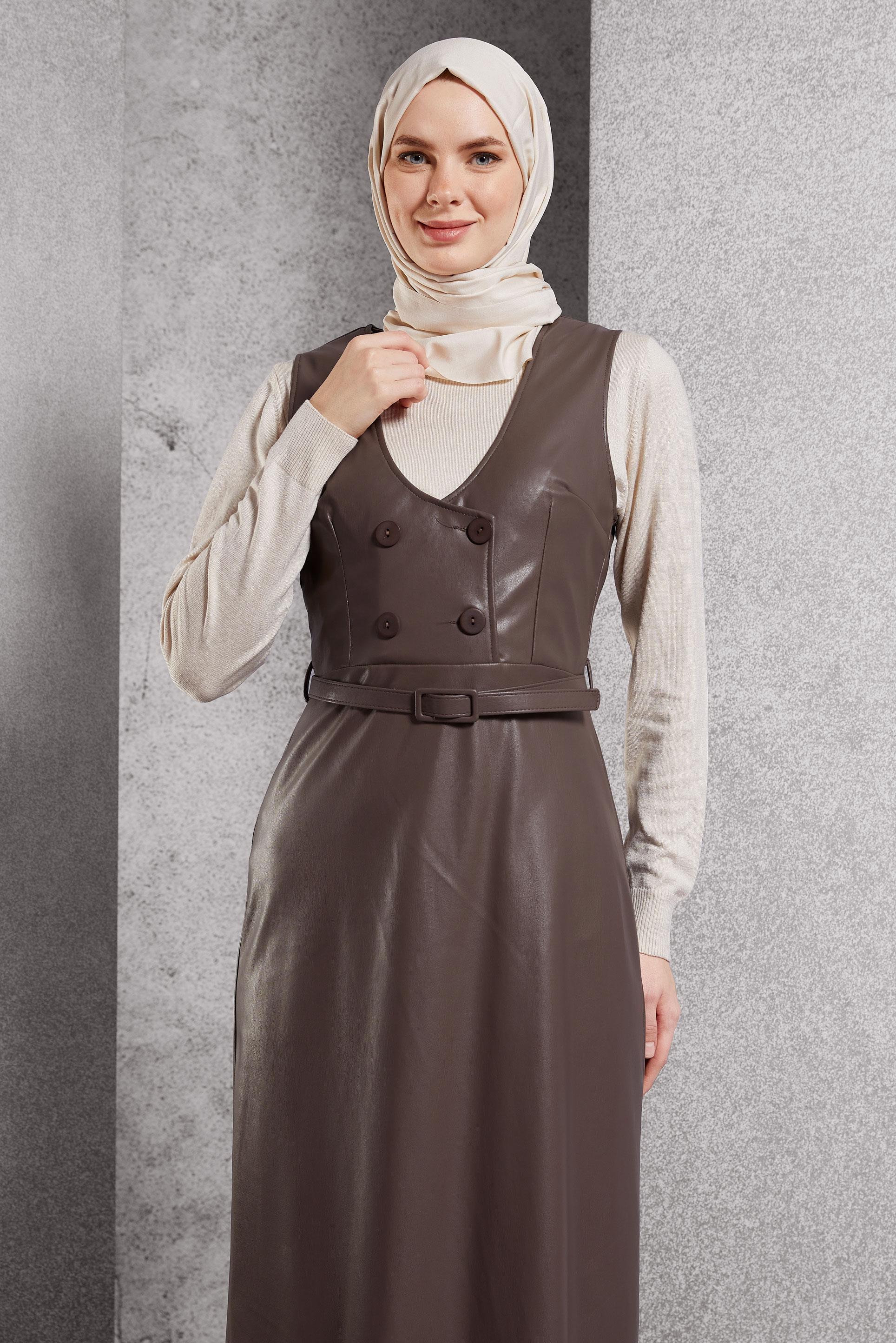 Vêtements hijab VISON ROBE SALOPETTE CEINTURÉE 45216