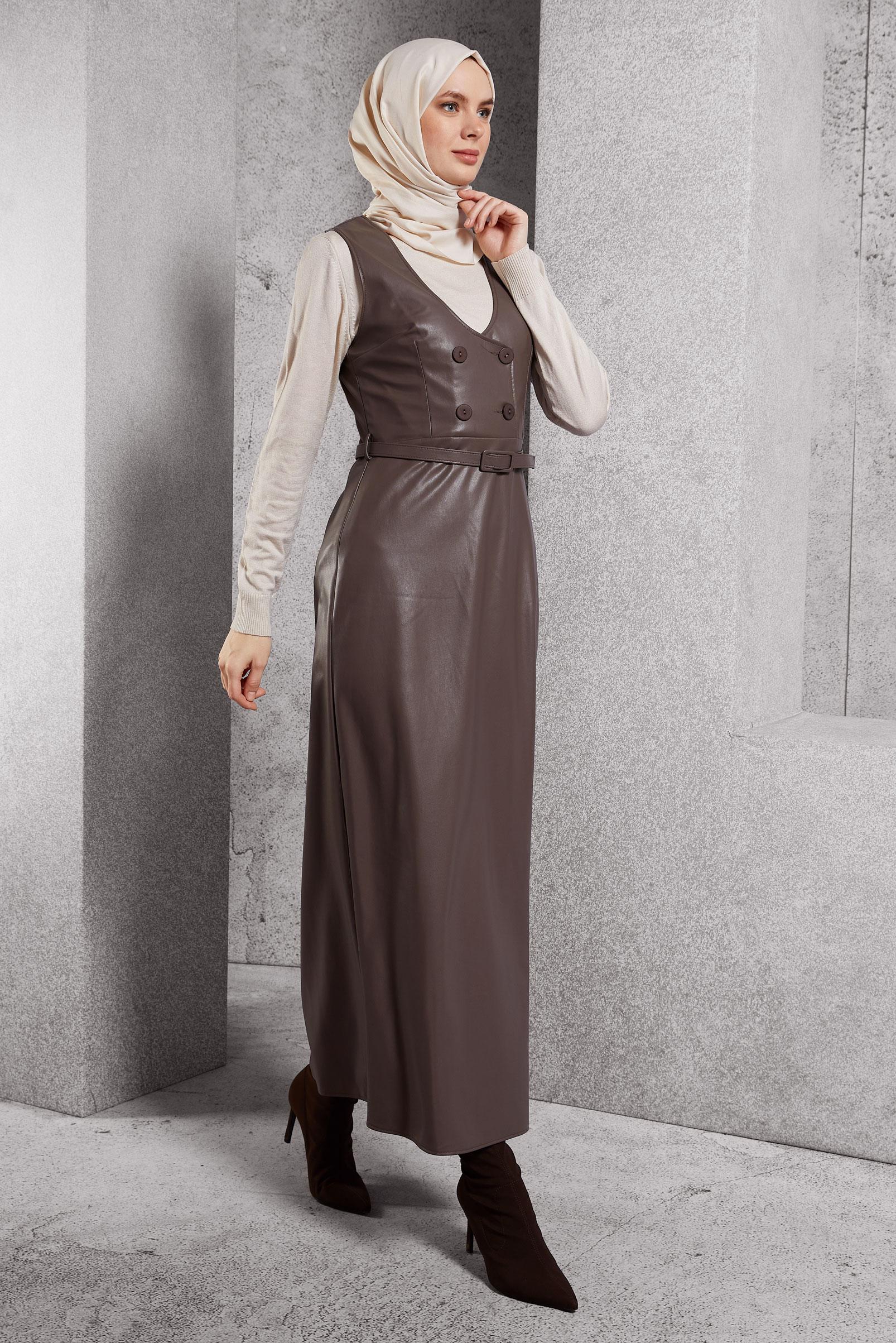 Vêtements hijab VISON ROBE SALOPETTE CEINTURÉE 45216