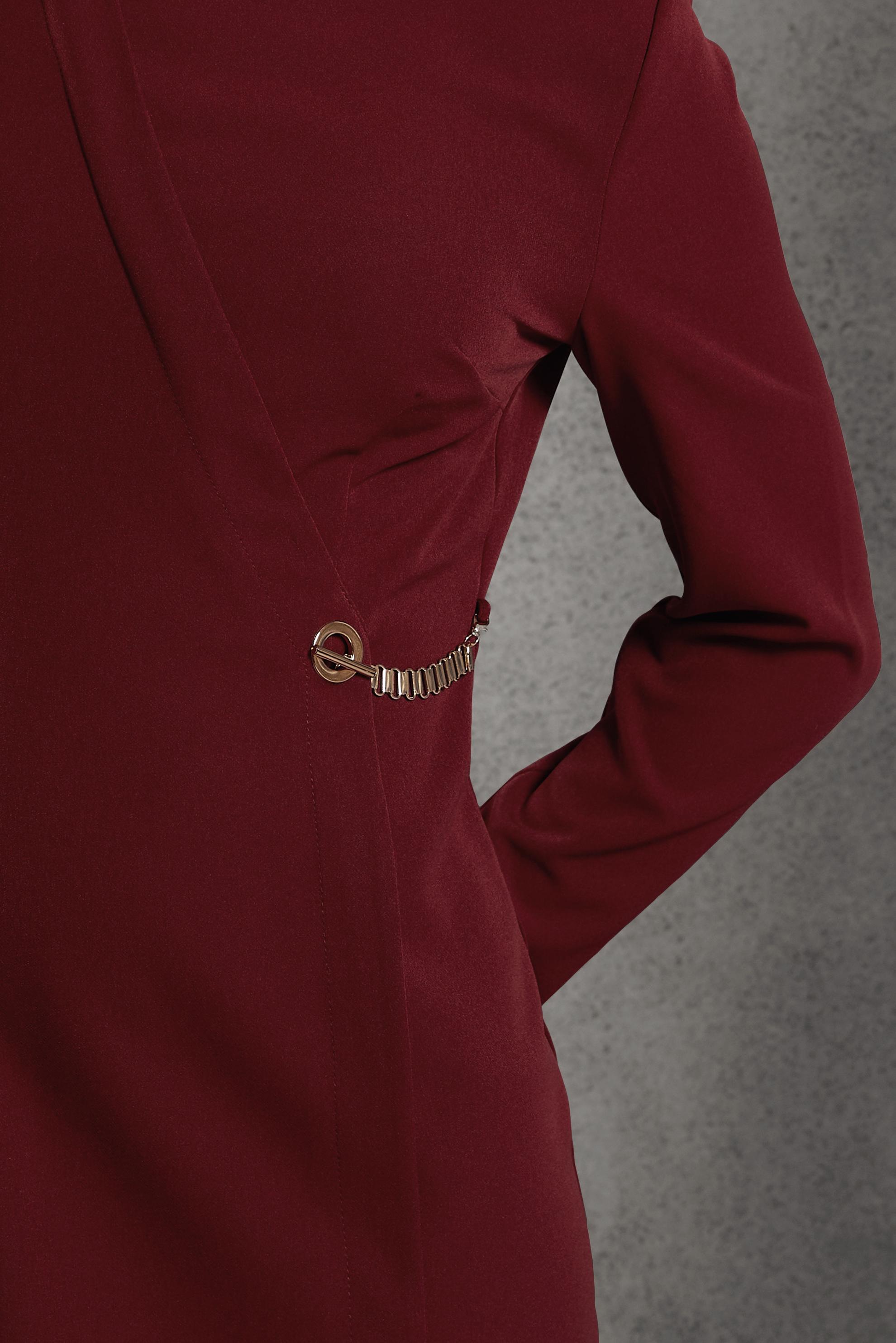 Vêtements hijab ROUGE BORDEAUX ROBE À DÉTAILS DE CHAÎNE 45224