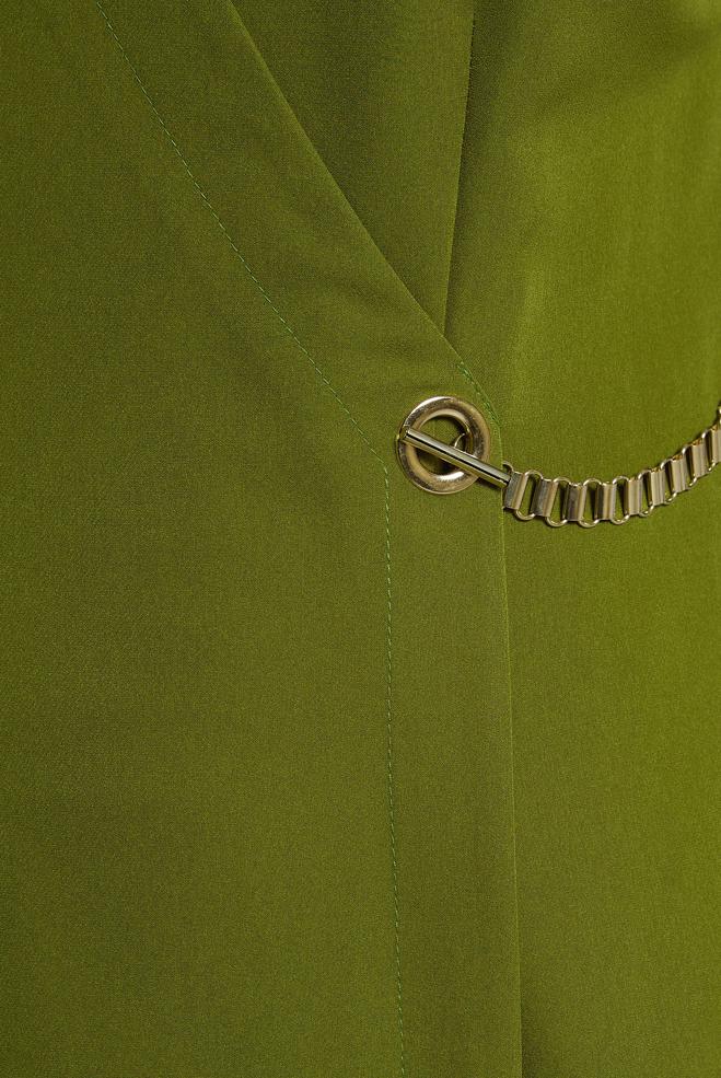 Vêtements hijab VERT ROBE À DÉTAILS DE CHAÎNE 45224 - ALVİNA