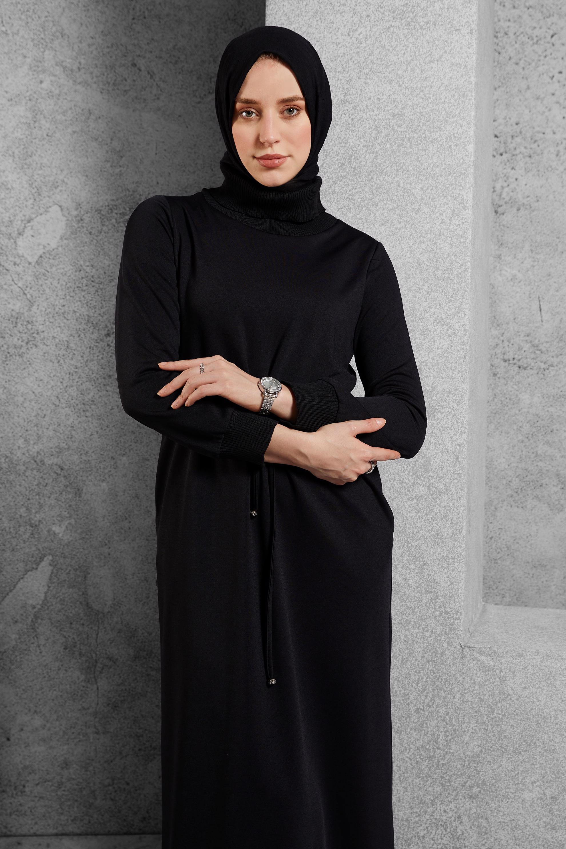 Vêtements hijab NOIR ROBE À TAILLE SMOCKÉE 45231