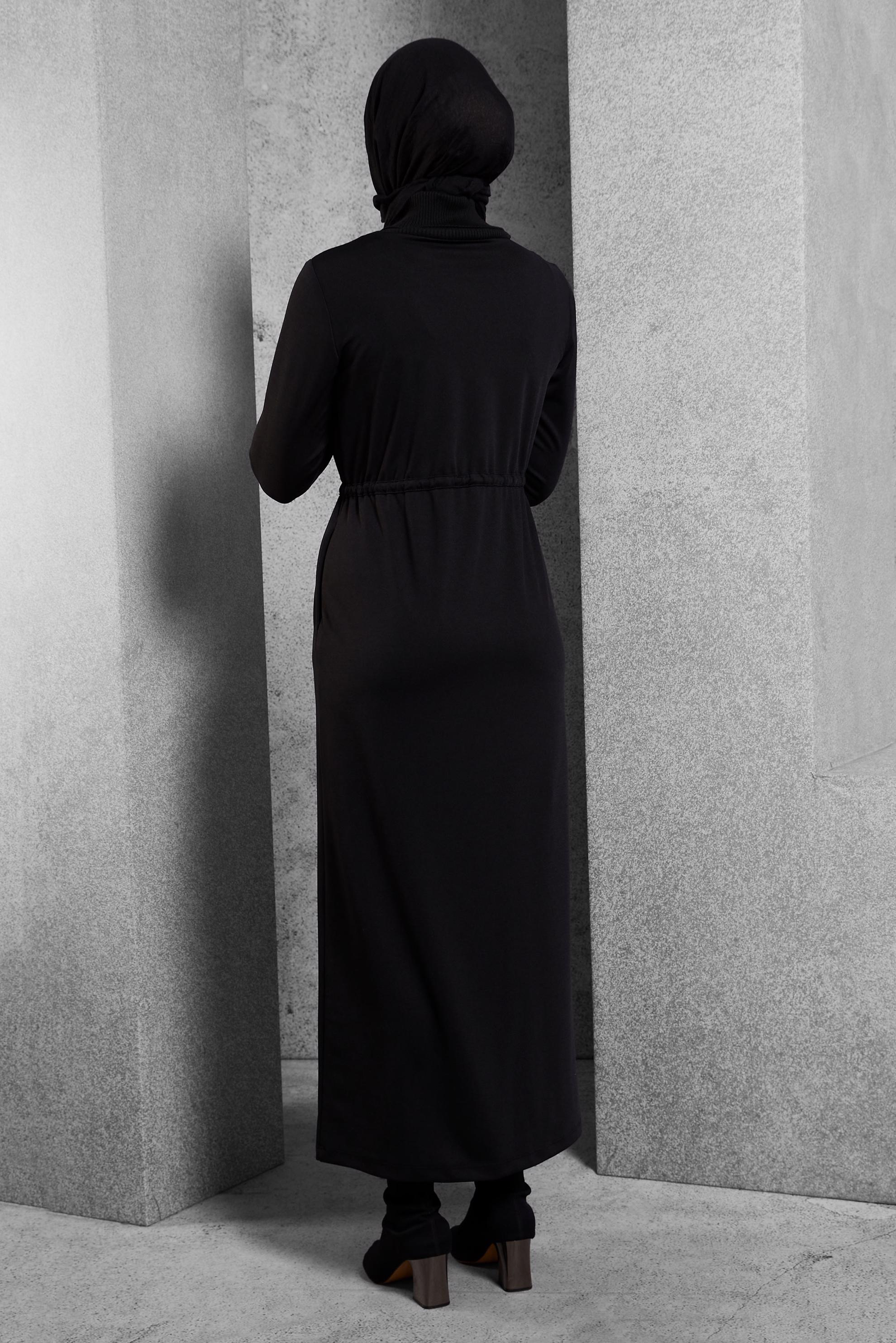 Vêtements hijab NOIR ROBE À TAILLE SMOCKÉE 45231