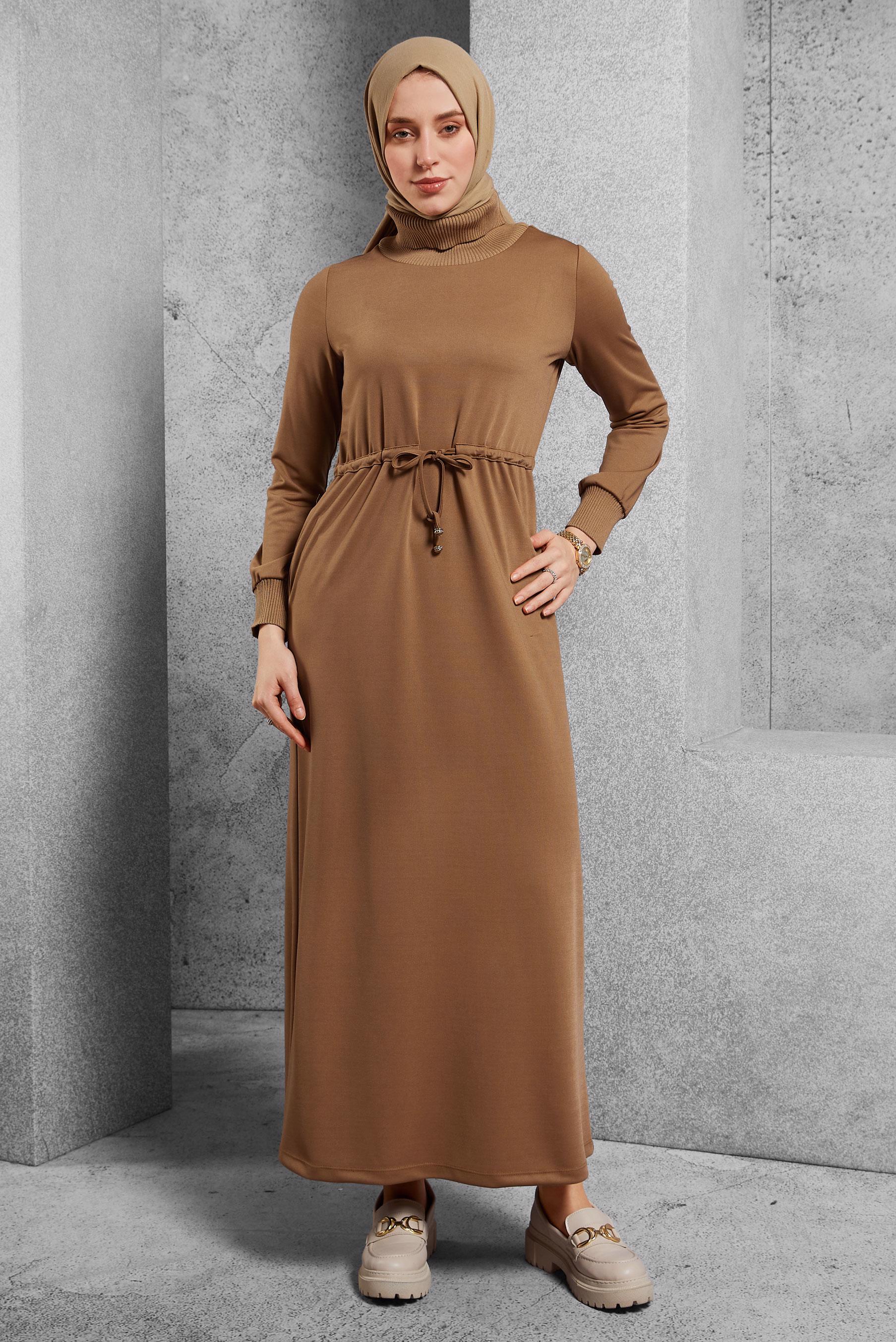 Vêtements hijab BRUN ROBE À TAILLE SMOCKÉE 45231
