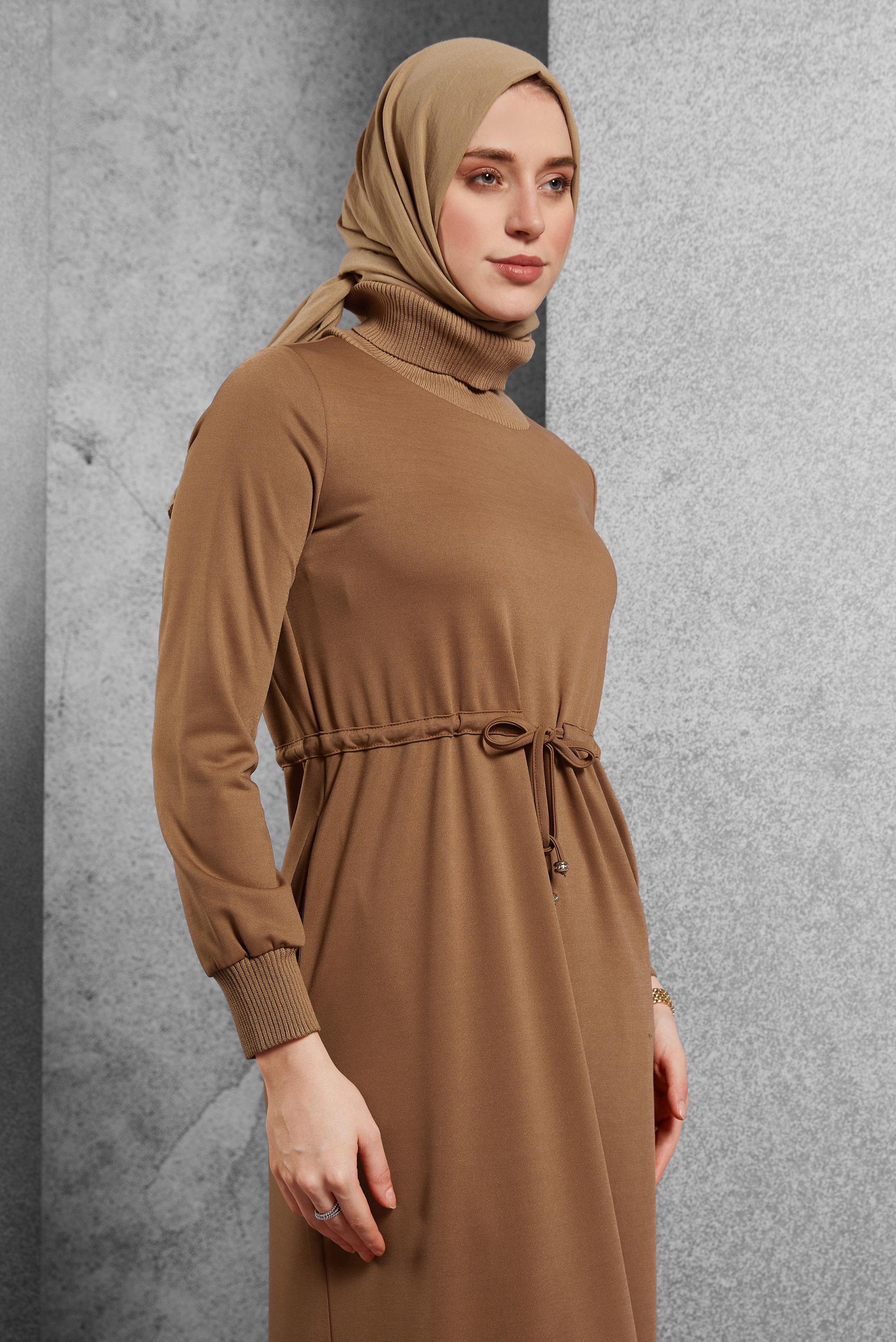 Vêtements hijab BRUN ROBE À TAILLE SMOCKÉE 45231
