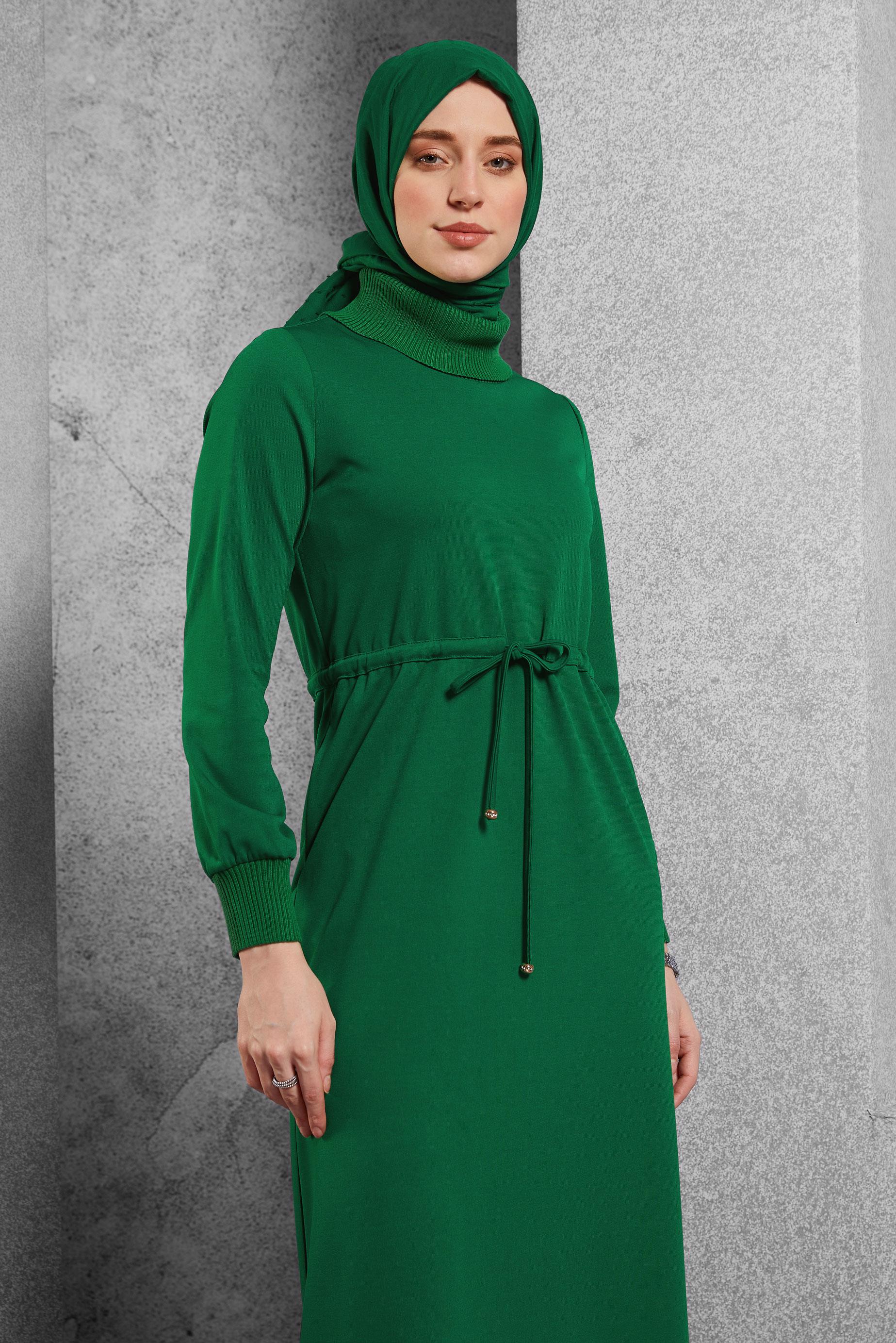Vêtements hijab VERT ROBE À TAILLE SMOCKÉE 45231