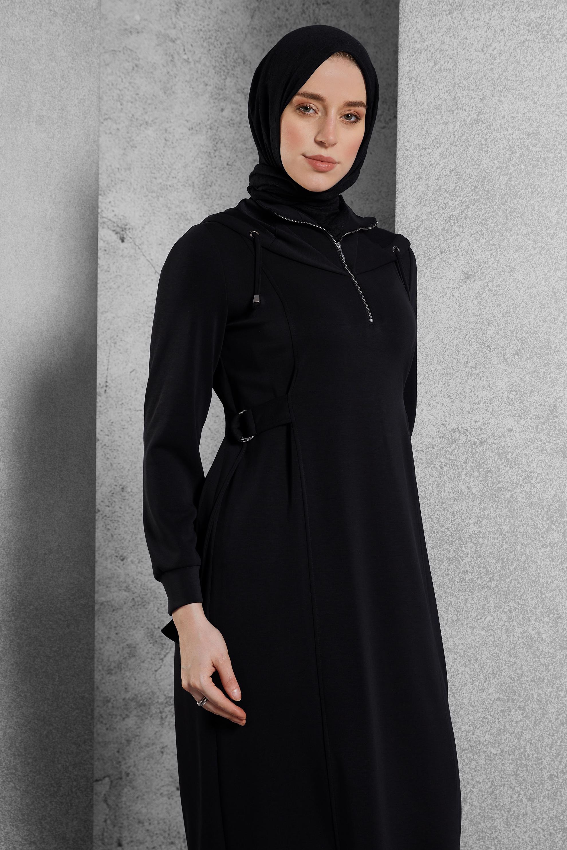 Vêtements hijab NOIR ROBE À CAPUCHE 45234