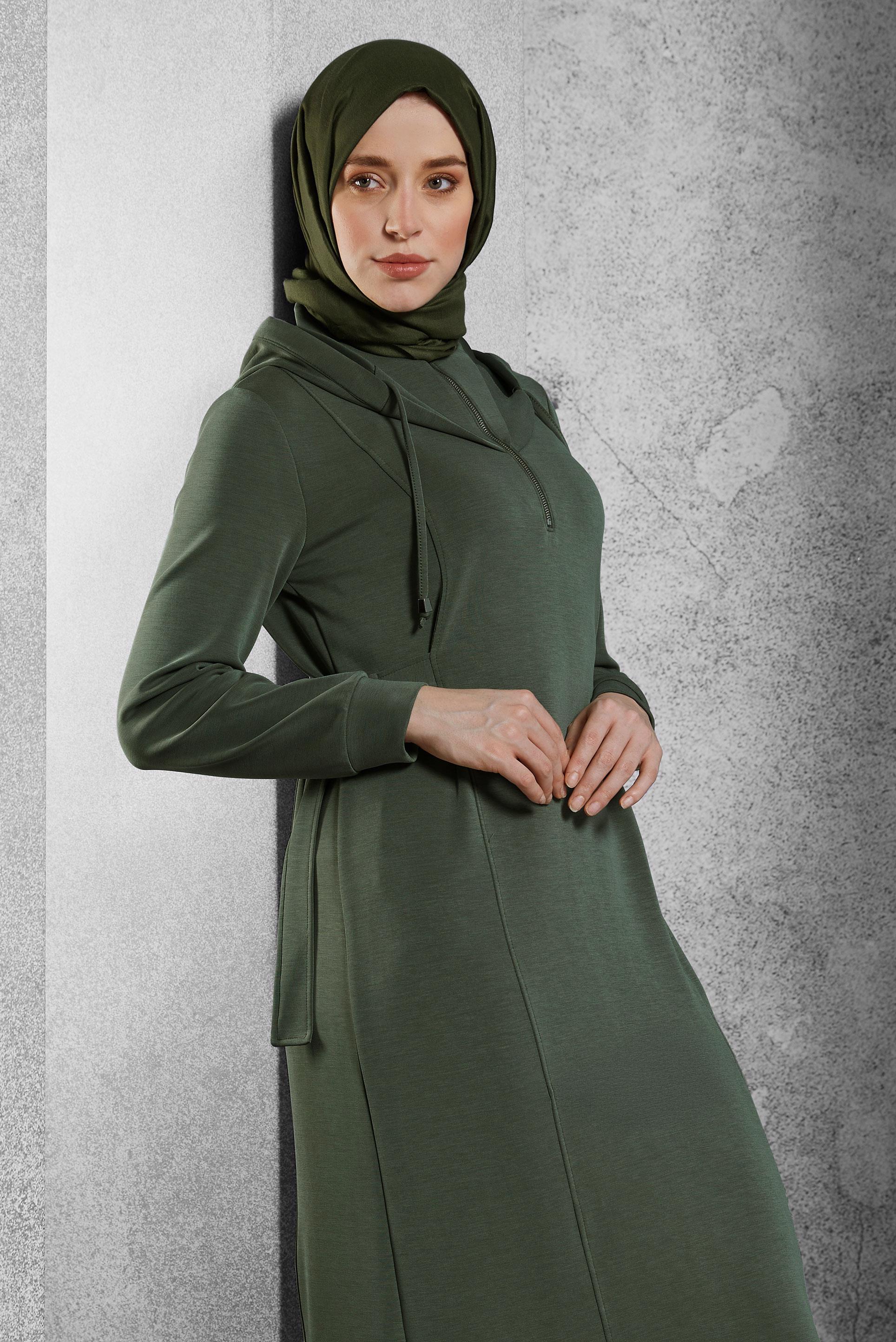Vêtements hijab KAKI ROBE À CAPUCHE 45234