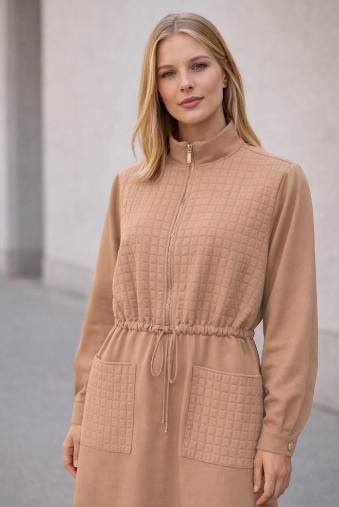 Hijab clothing BROWN SMOCKING WAIST DRESS 45236 - ALVİNA