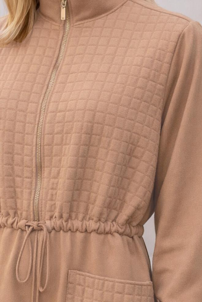 Hijab clothing BROWN SMOCKING WAIST DRESS 45236 - ALVİNA