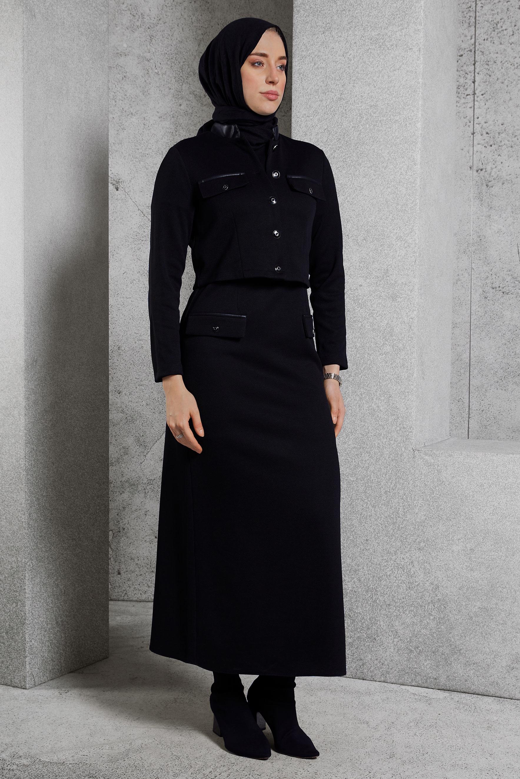 Vêtements hijab NOIR COSTUME AVEC VESTE 45256