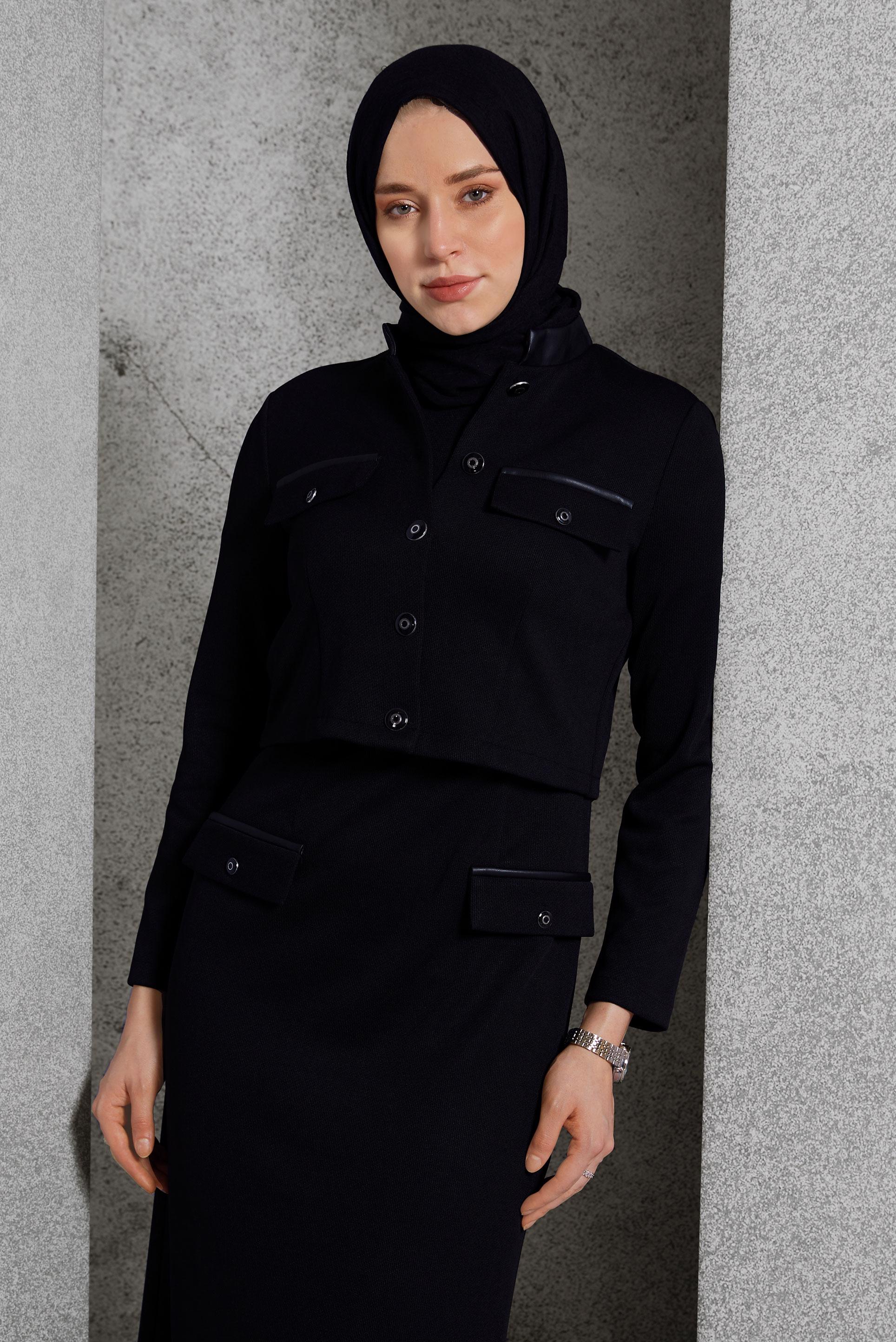Vêtements hijab NOIR COSTUME AVEC VESTE 45256