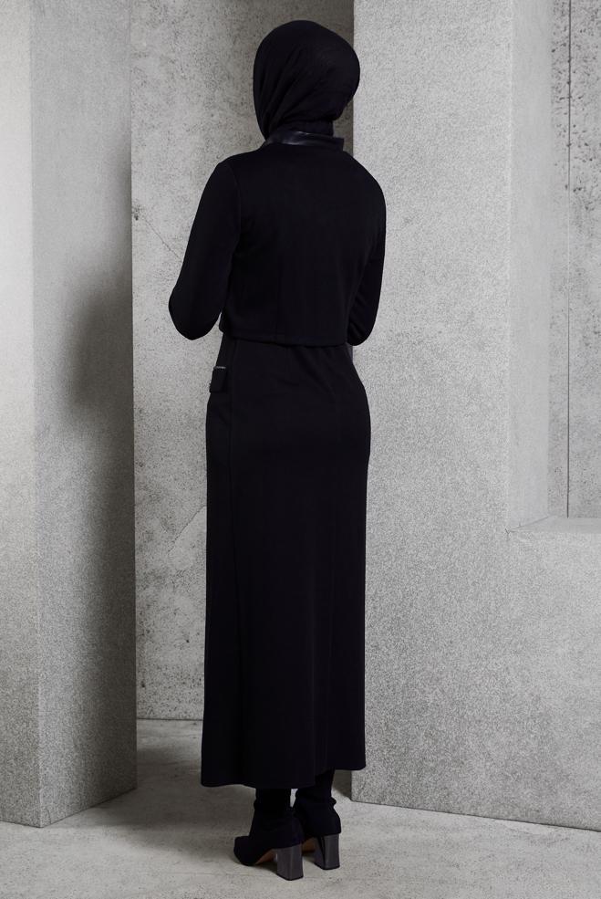 Vêtements hijab NOIR COSTUME AVEC VESTE 45256 - ALVİNA