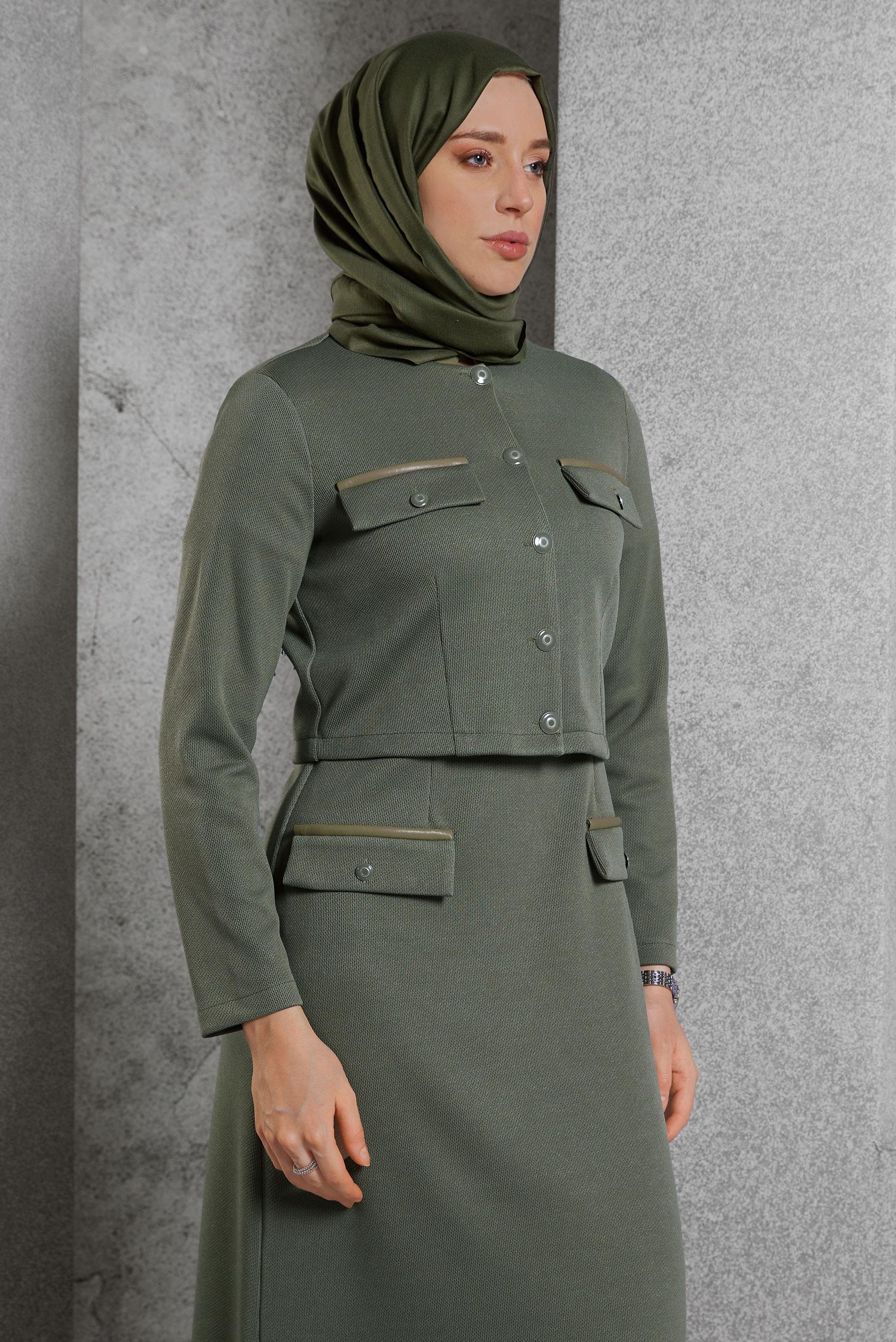 Vêtements hijab KAKI COSTUME AVEC VESTE 45256