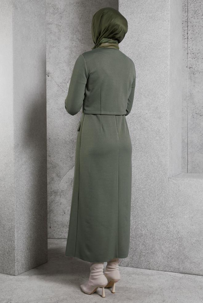 Vêtements hijab KAKI COSTUME AVEC VESTE 45256 - ALVİNA