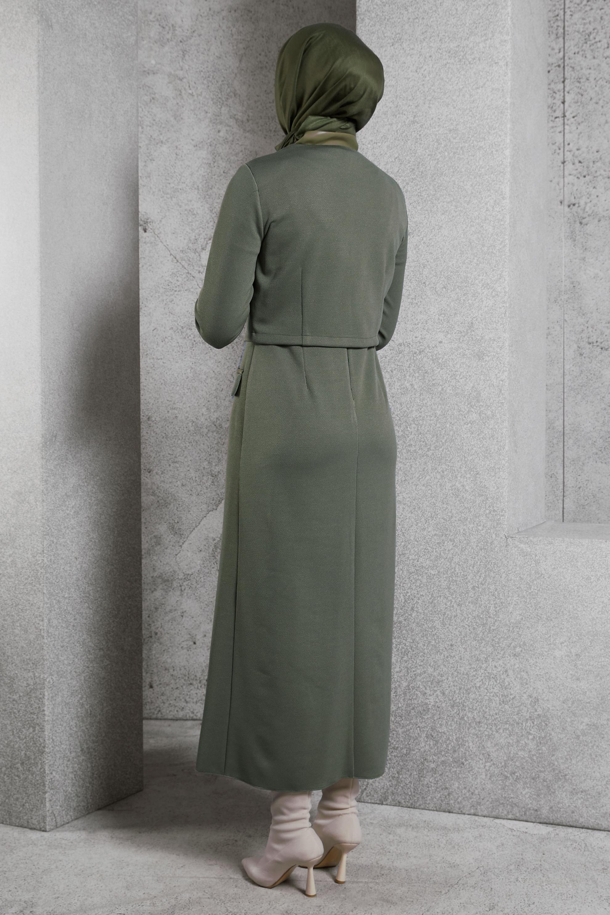 Vêtements hijab KAKI COSTUME AVEC VESTE 45256