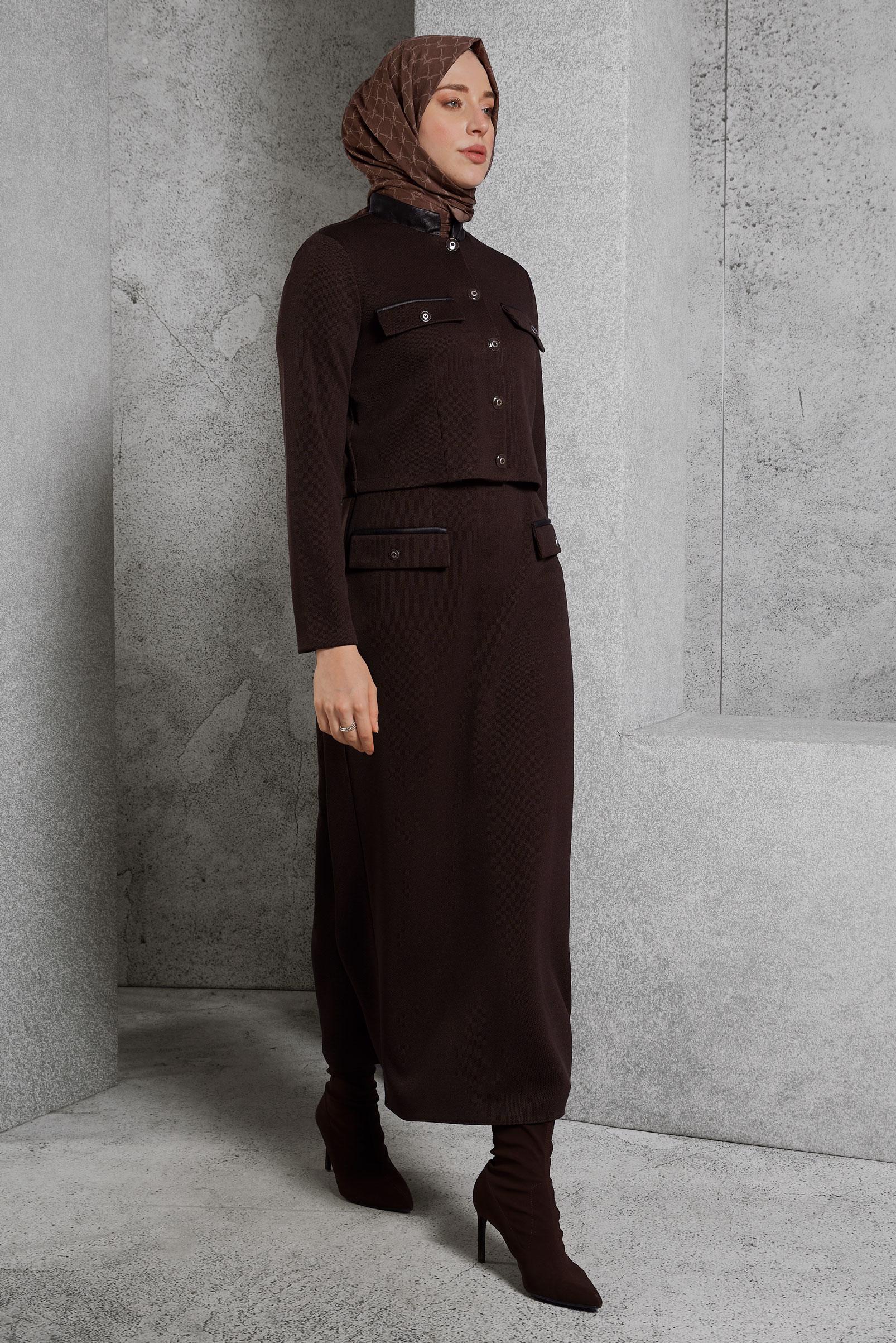 Vêtements hijab BRUN COSTUME AVEC VESTE 45256