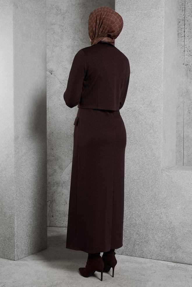 Vêtements hijab BRUN COSTUME AVEC VESTE 45256 - ALVİNA