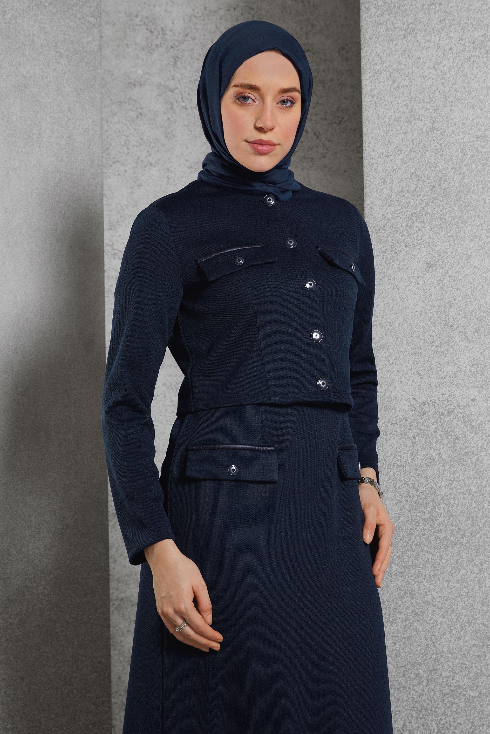Vêtements hijab BLEU MARINE COSTUME AVEC VESTE 45256