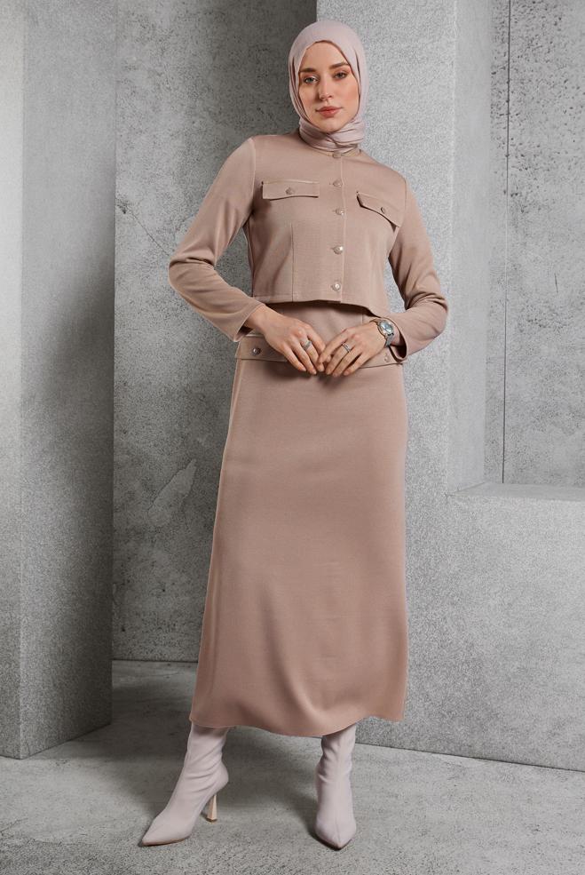Vêtements hijab BRUN COSTUME AVEC VESTE 45256 - ALVİNA