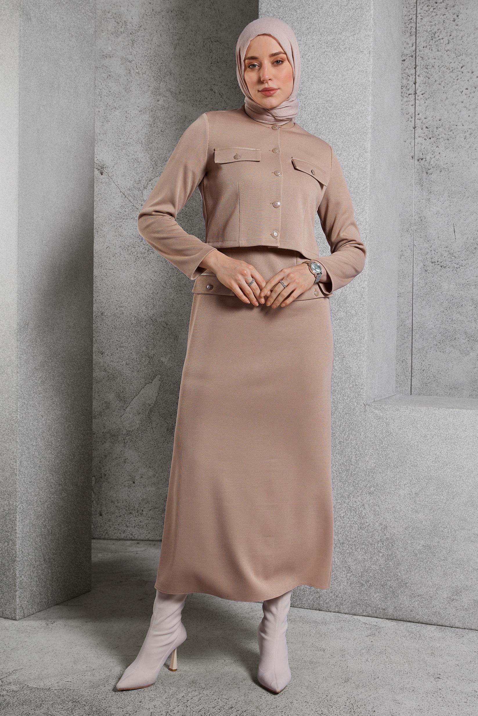 Vêtements hijab BRUN COSTUME AVEC VESTE 45256