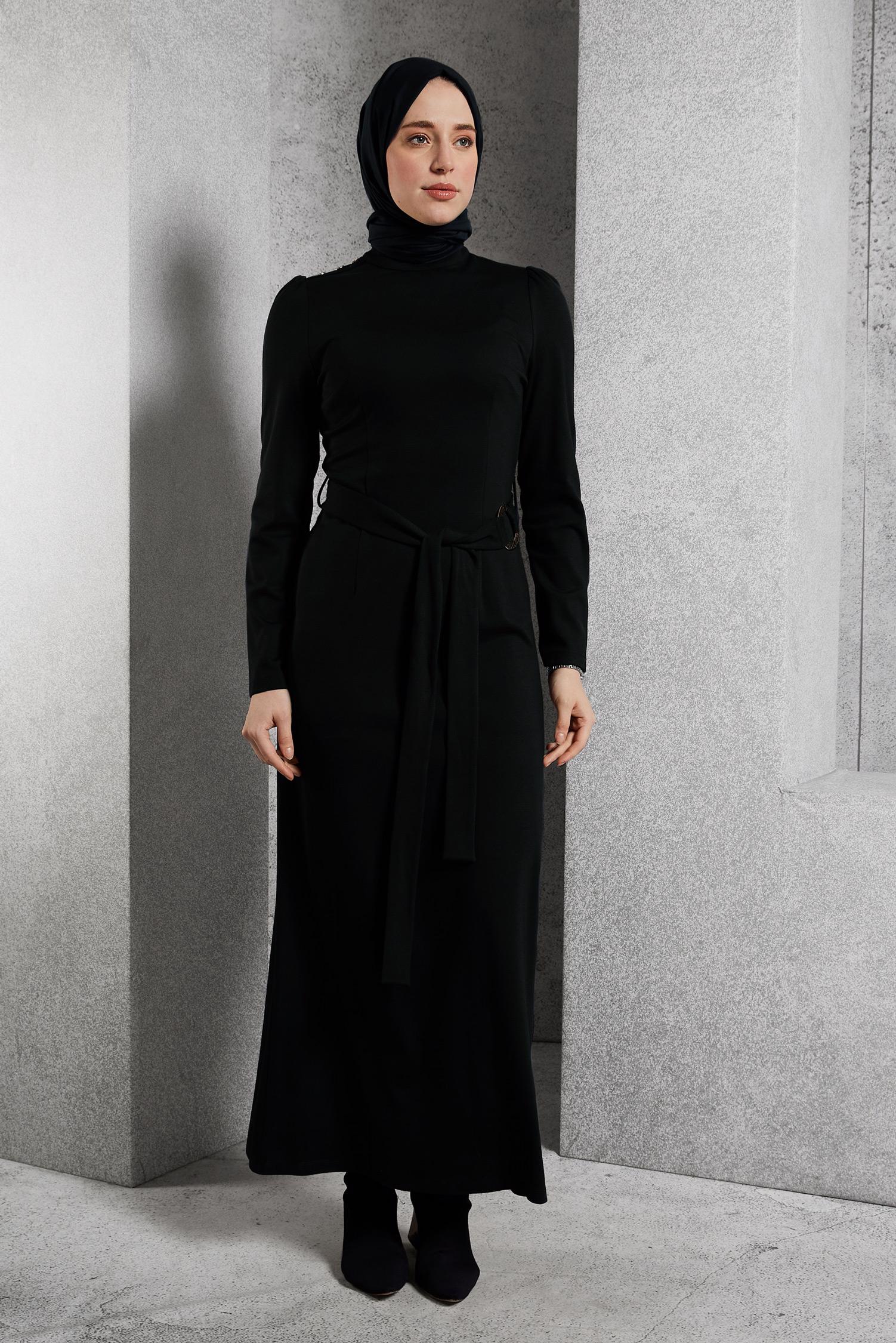 Vêtements hijab NOIR 45258 EMİLY ELBİSE 38-44 TEK 40