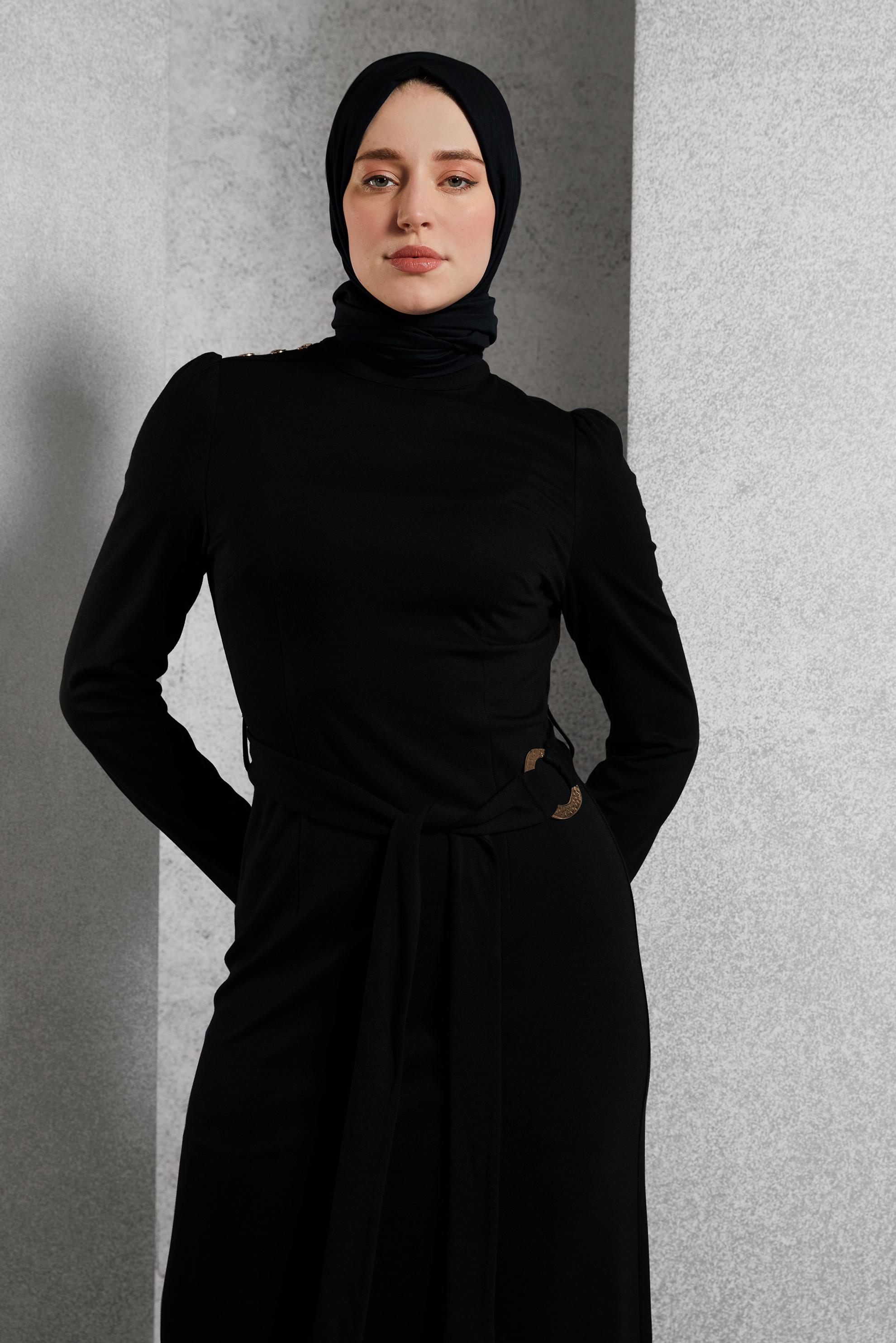 Vêtements hijab NOIR 45258 EMİLY ELBİSE 38-44 TEK 40