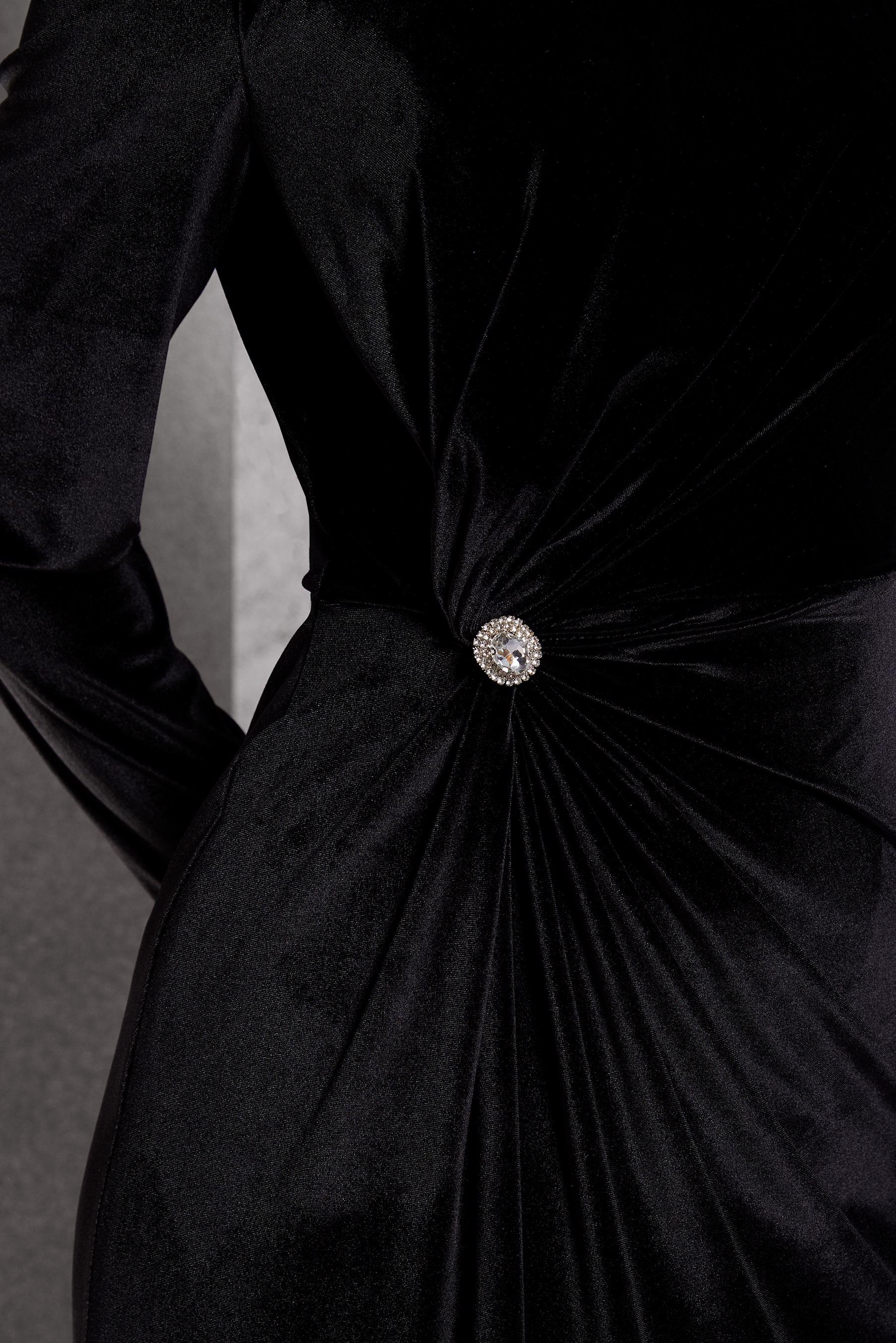 Tesettür giyim SİYAH KADİFE ELBİSE 45259