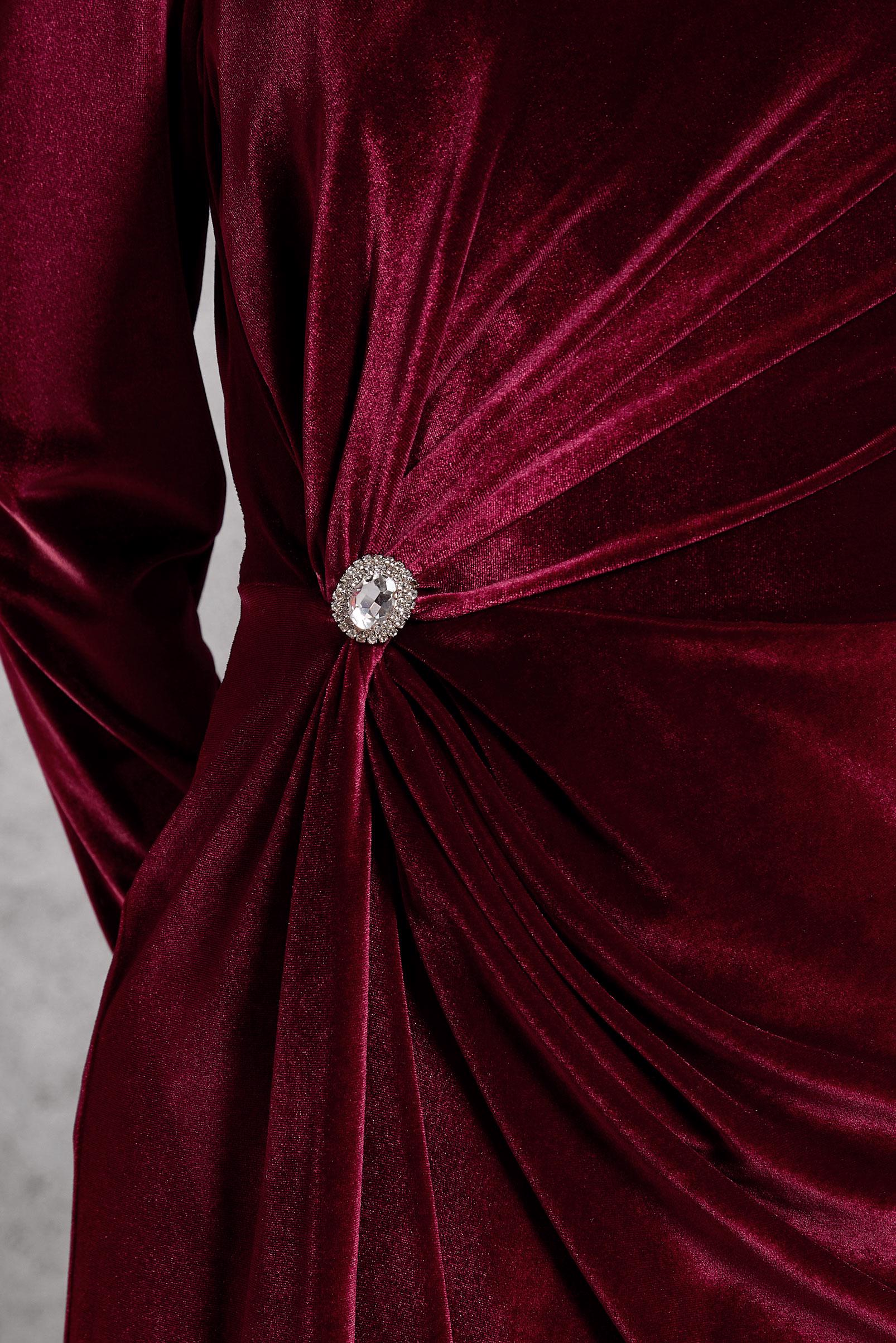 Vêtements hijab ROUGE BORDEAUX ROBE LONGUE EN VELOURS 45259