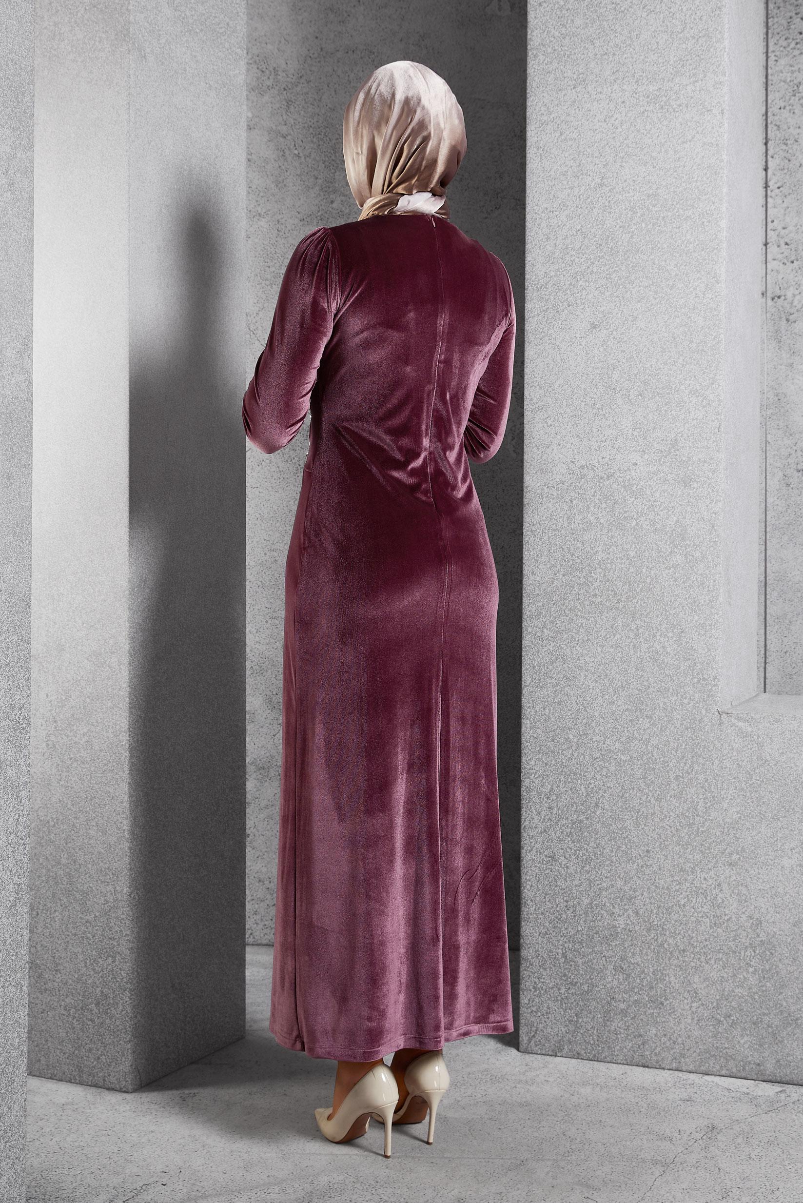 Vêtements hijab ROSE ROBE BRODÉE DE PIERRES PRÉCIEUSES 45260