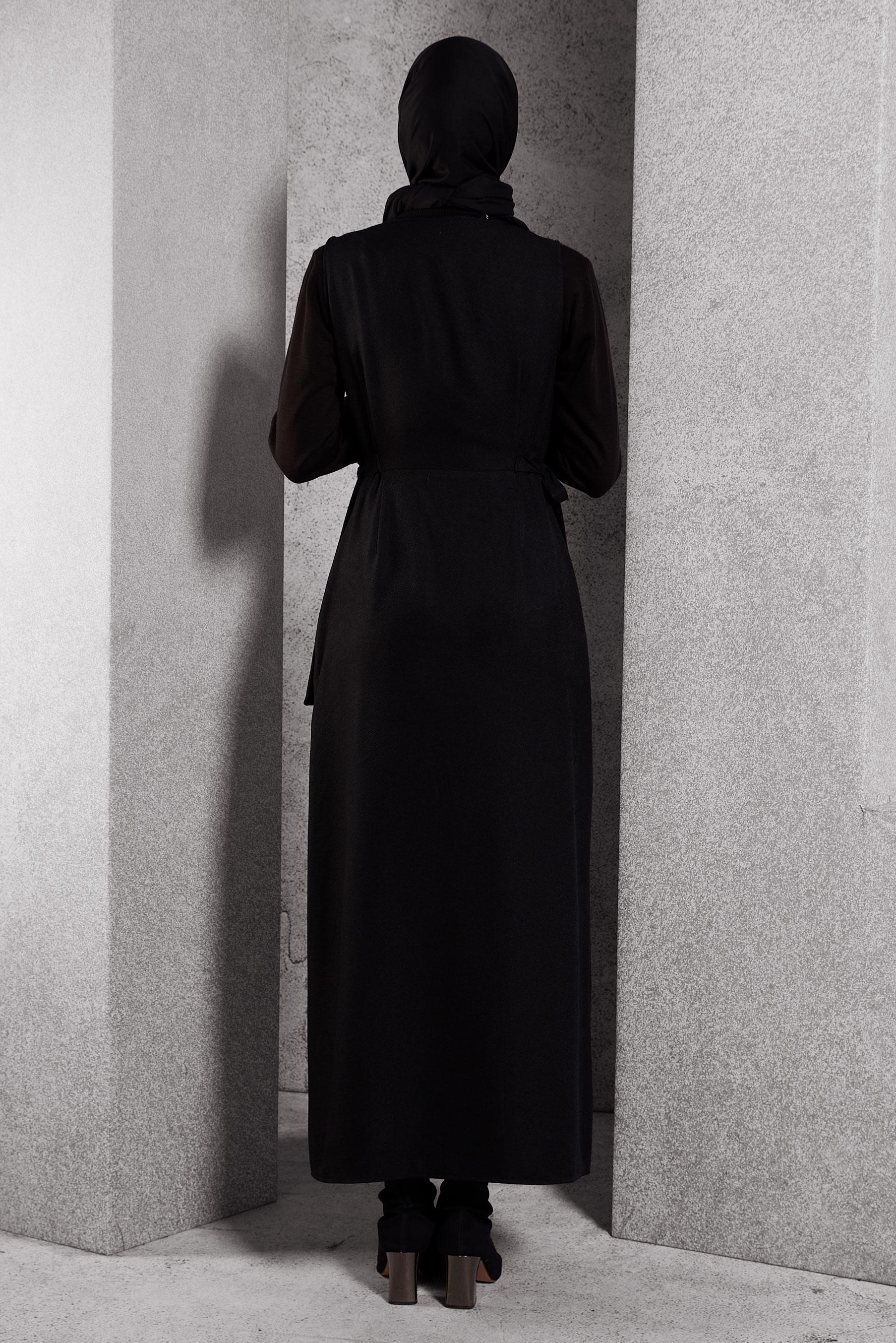 Vêtements hijab NOIR ROBE SALOPETTE CEINTURÉE 45279