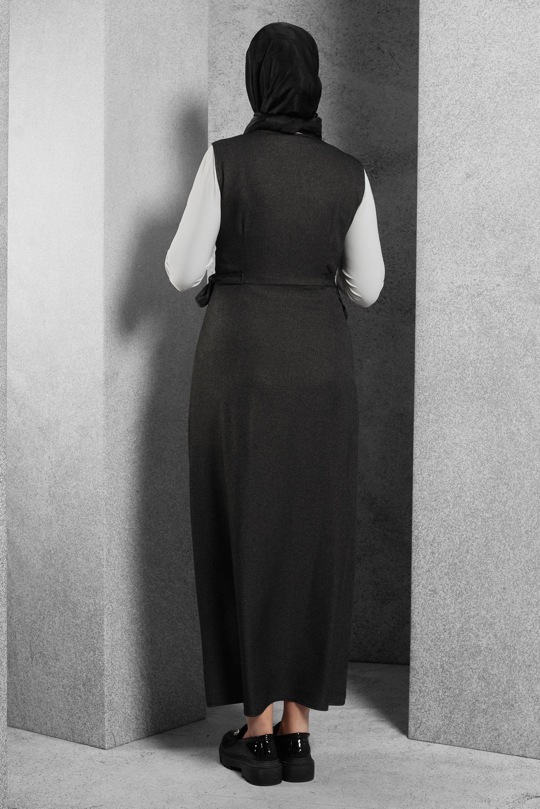 Vêtements hijab GRIS ROBE SALOPETTE CEINTURÉE 45279