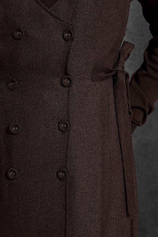 Hijab clothing BROWN BELTED PINAFORE DRESS 45279 - ALVİNA