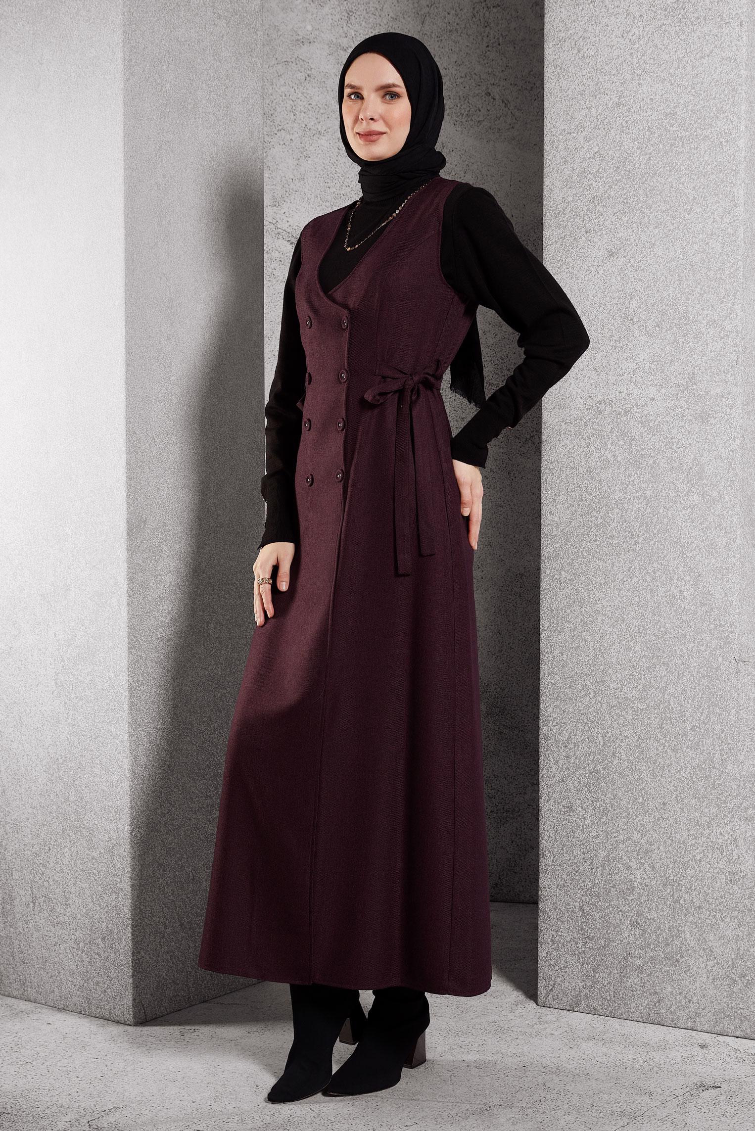 Vêtements hijab PRUNE ROBE SALOPETTE CEINTURÉE 45279