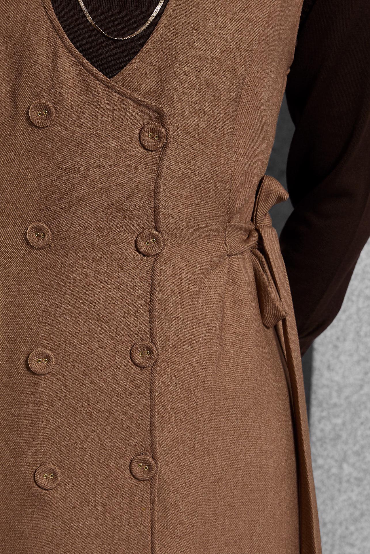 Tesettür giyim TABA KUŞAKLI JİLE ELBİSE 45279