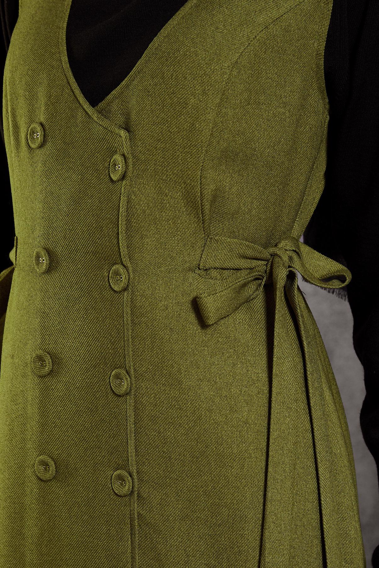 Tesettür giyim YEŞİL KUŞAKLI JİLE ELBİSE 45279