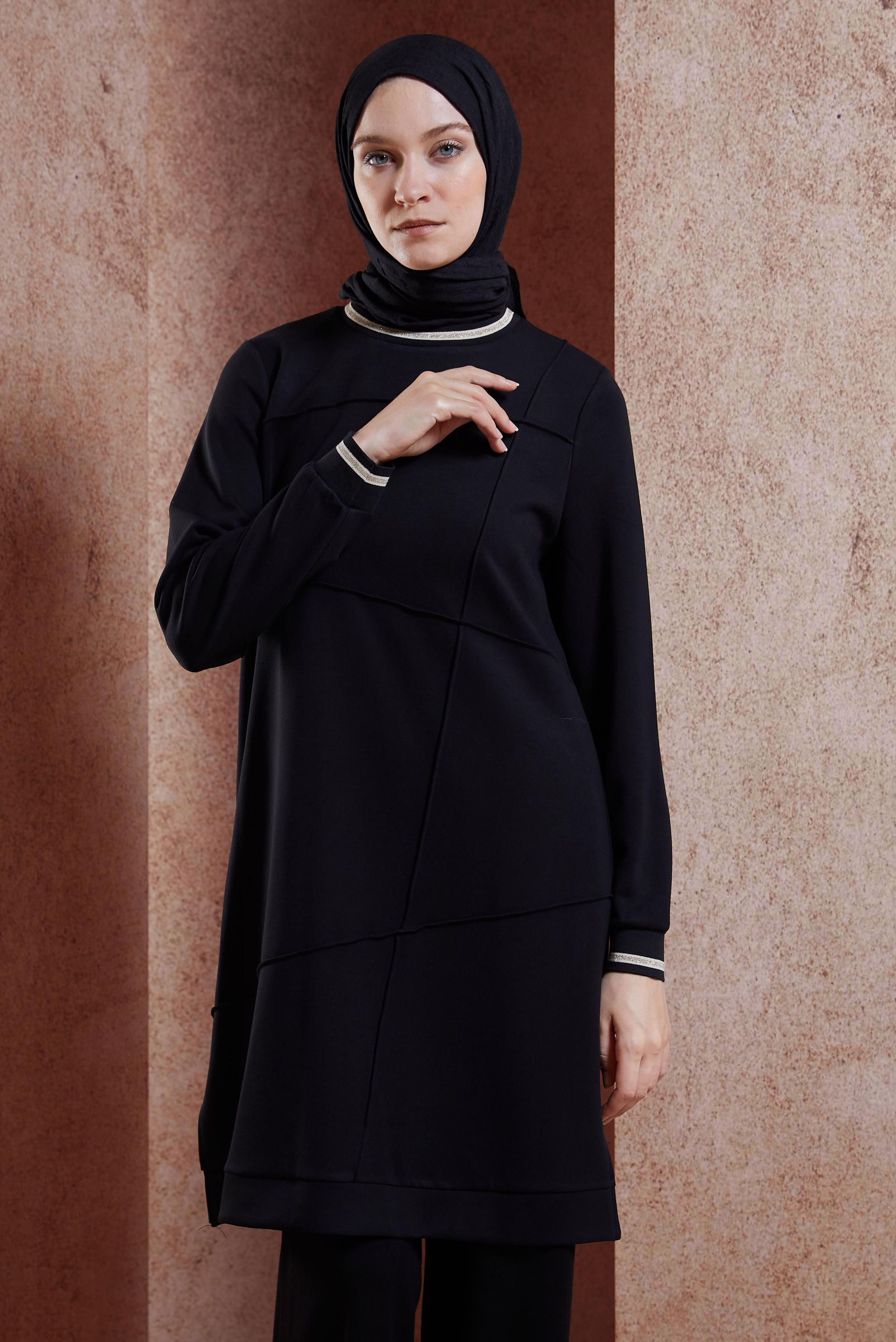 Hijab clothing BLACK MODEST TRACKSUIT TUNIC 44677