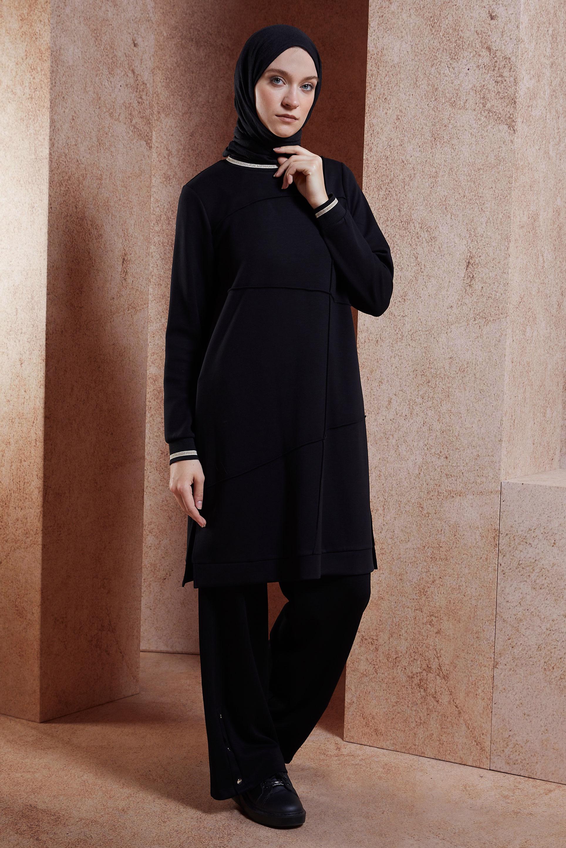 Hijab clothing BLACK MODEST TRACKSUIT TUNIC 44677