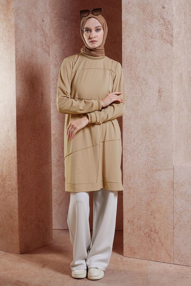 Hijab clothing BROWN MODEST TRACKSUIT TUNIC 44677 - ALVİNA