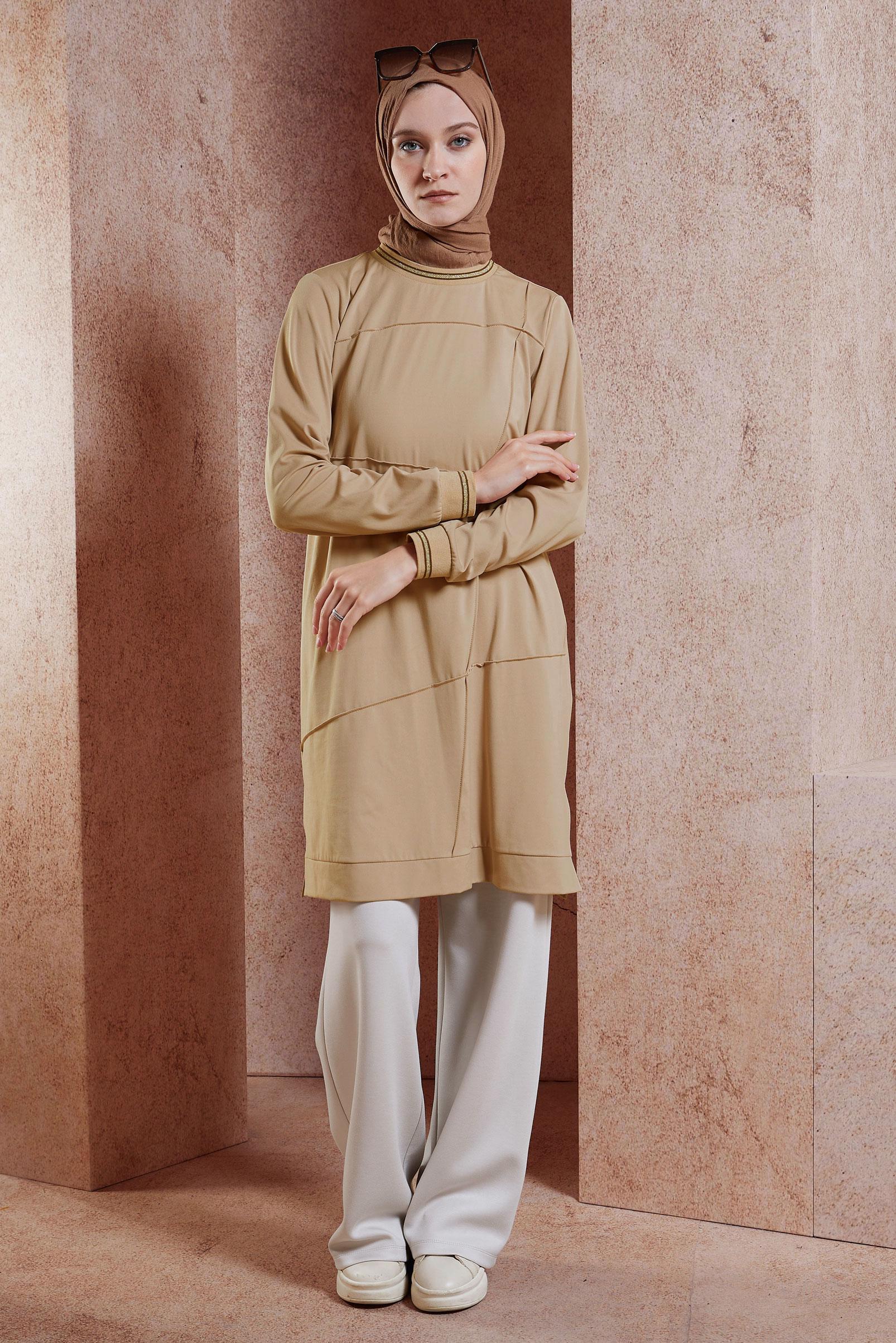 Tesettür giyim KAHVE TESETTÜR EŞOFMAN TUNİK 44677