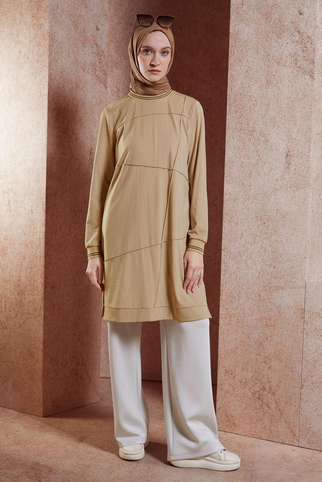 Hijab clothing BROWN MODEST TRACKSUIT TUNIC 44677 - ALVİNA