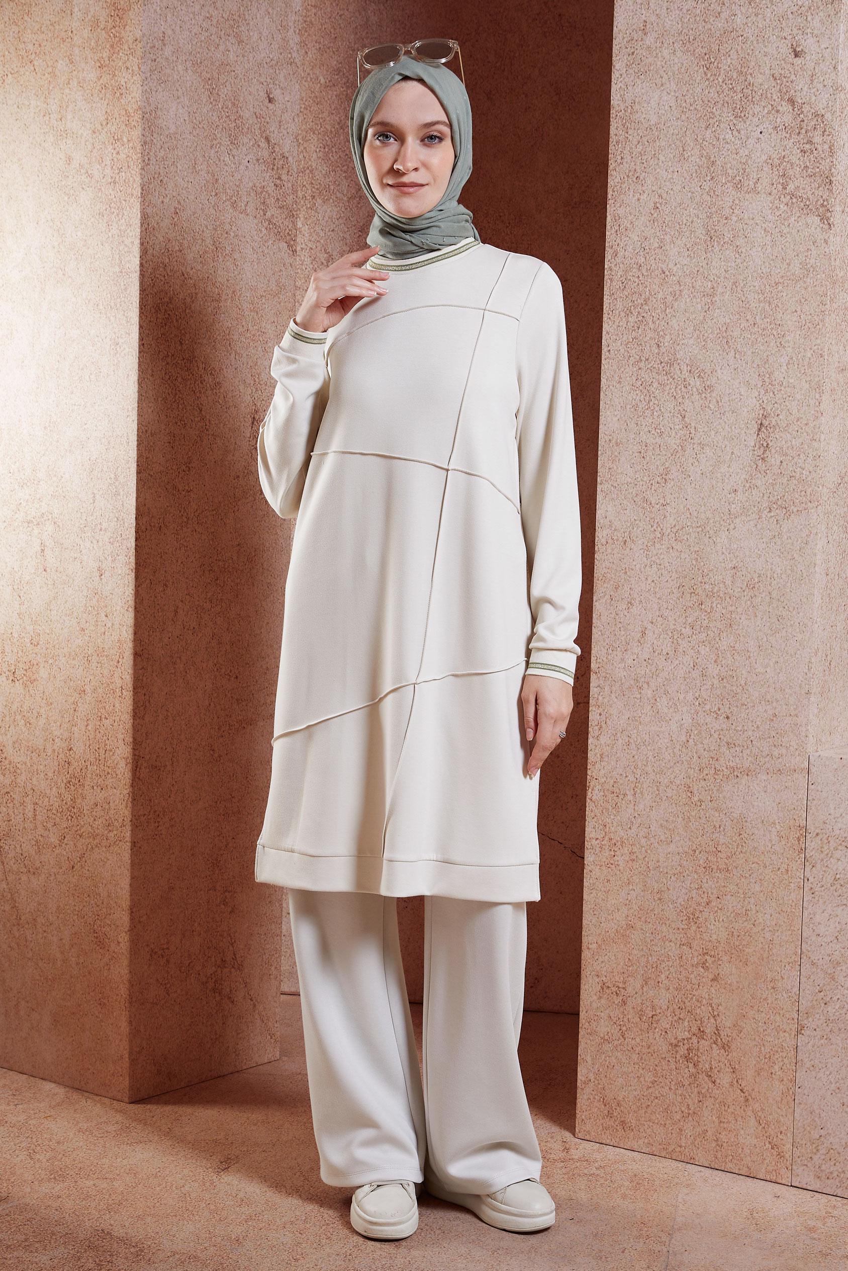 Hijab clothing BEIGE MODEST TRACKSUIT TUNIC 44677