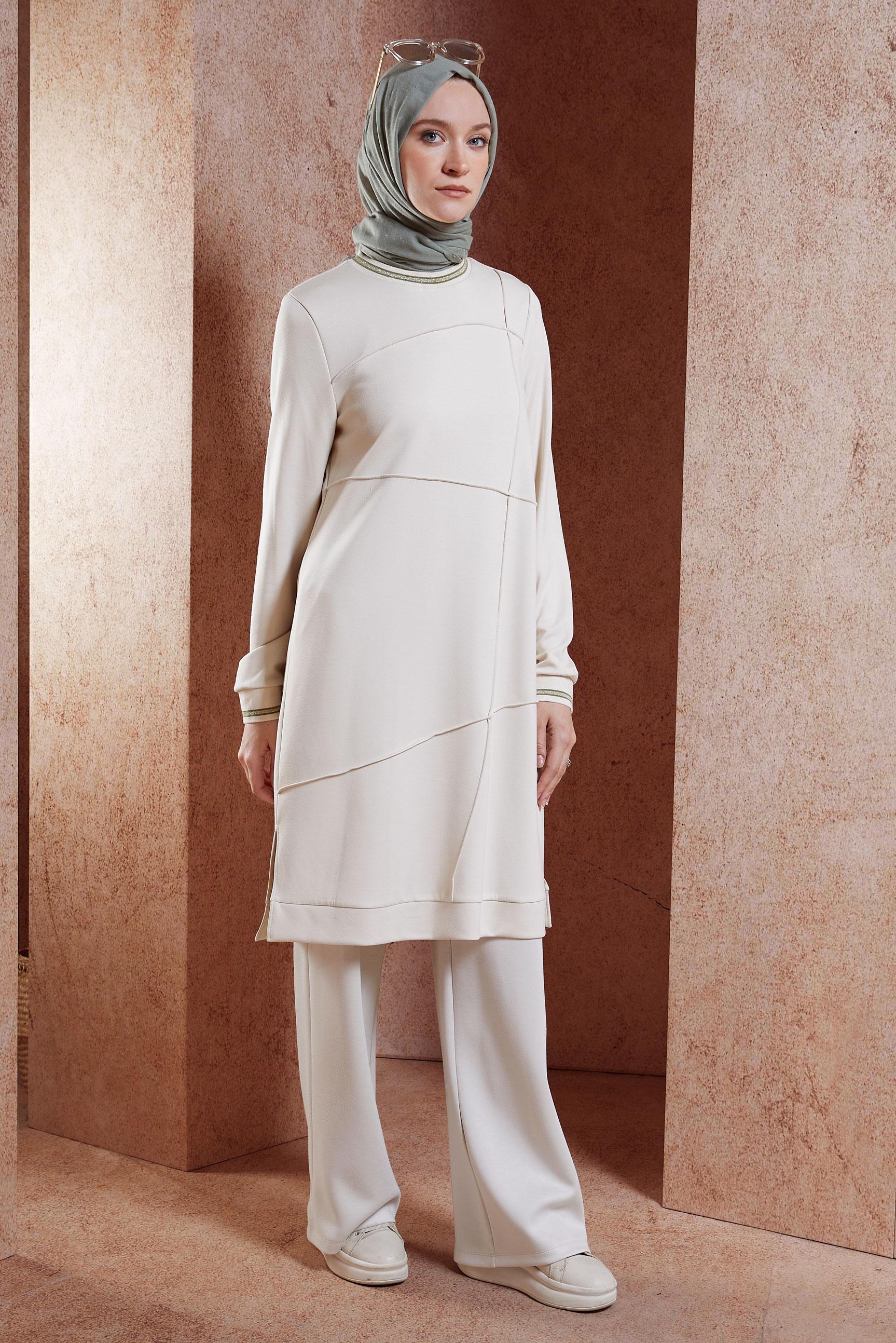 Hijab clothing BEIGE MODEST TRACKSUIT TUNIC 44677