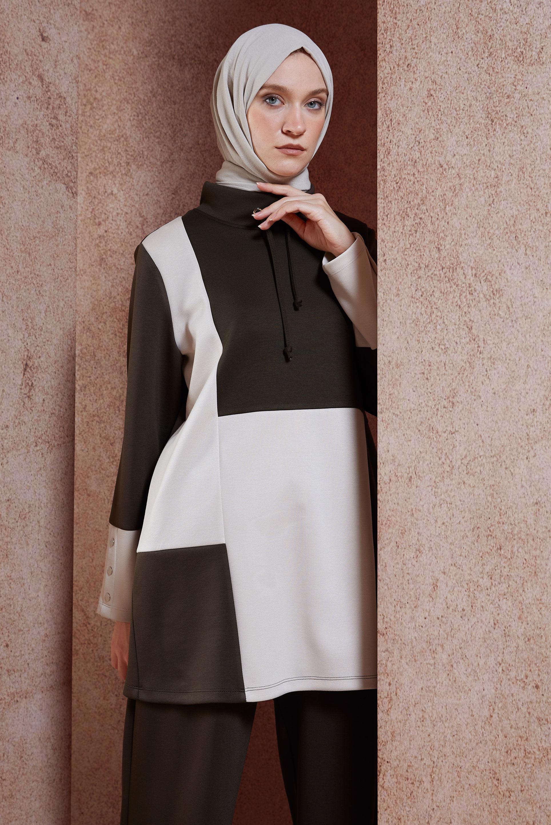 Tesettür giyim KAHVE PANTOLONLU EŞOFMAN TAKIM 45035