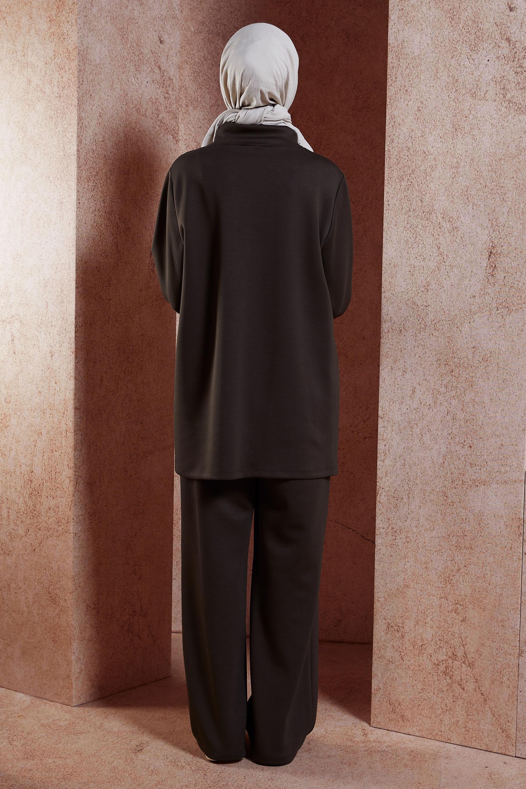 Tesettür giyim KAHVE PANTOLONLU EŞOFMAN TAKIM 45035