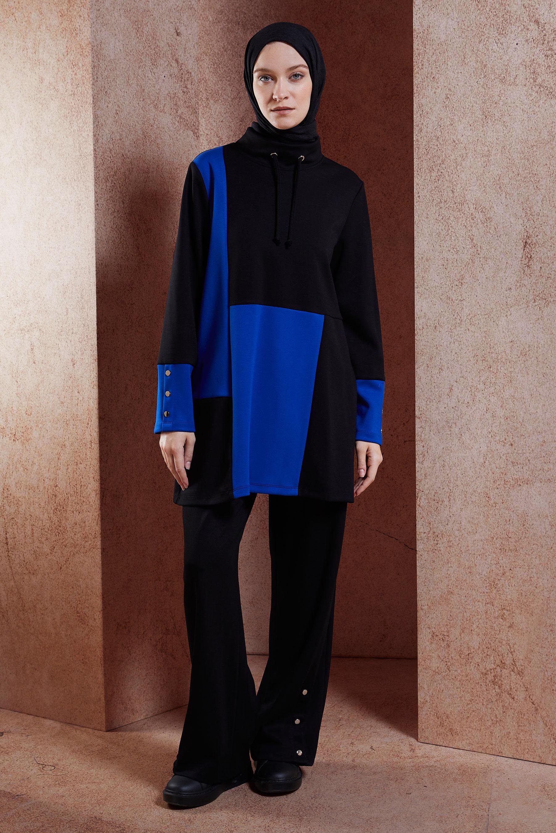 Vêtements hijab NOIR ENSEMBLE SURVÊTEMENT AVEC PANTALON 45035