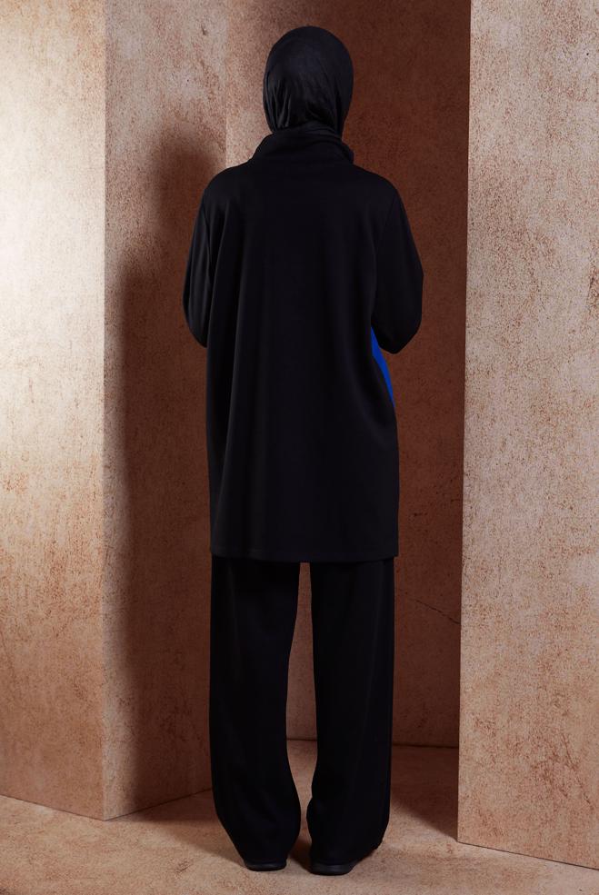 Vêtements hijab NOIR ENSEMBLE SURVÊTEMENT AVEC PANTALON 45035 - ALVİNA