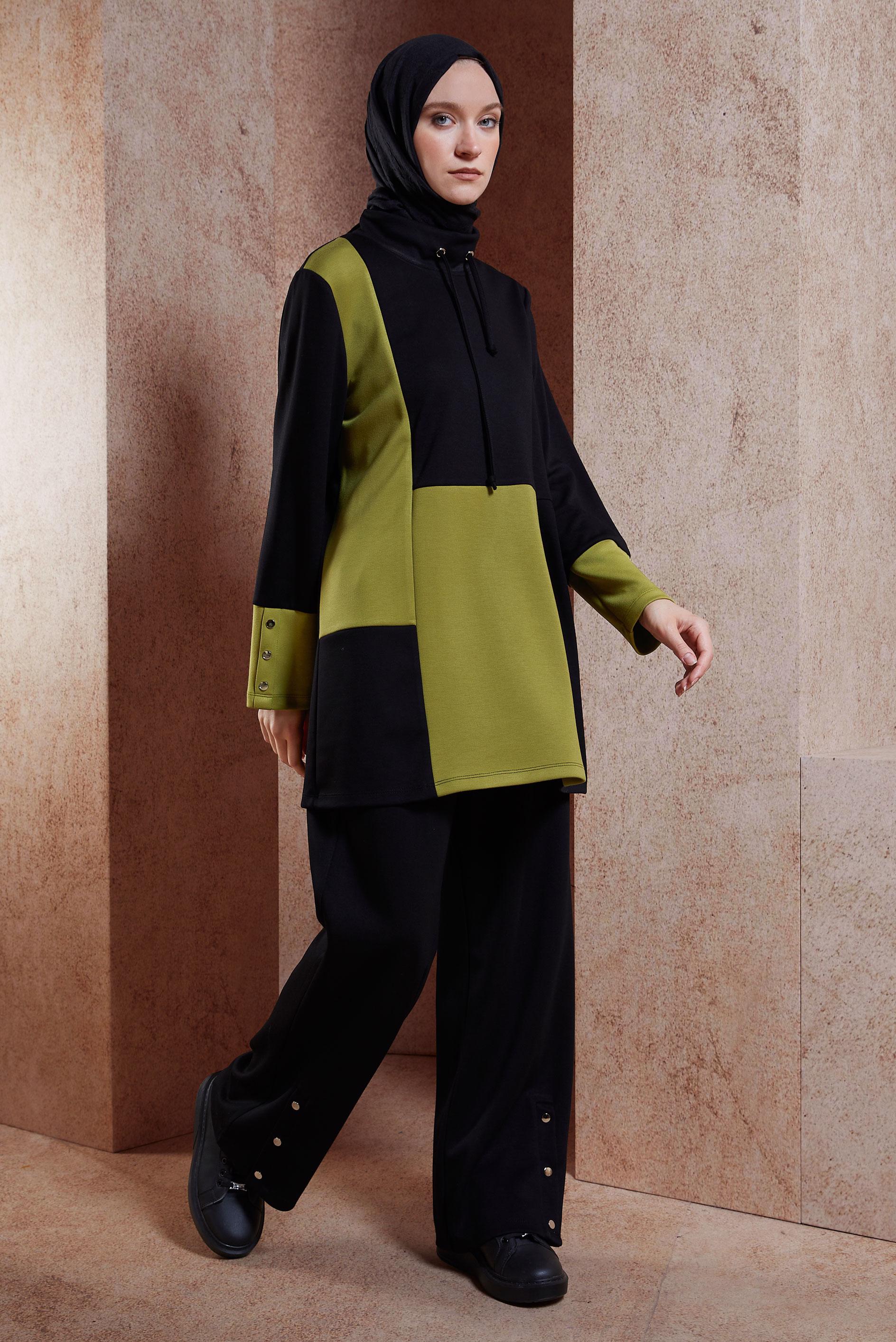 Tesettür giyim SİYAH PANTOLONLU EŞOFMAN TAKIM 45035